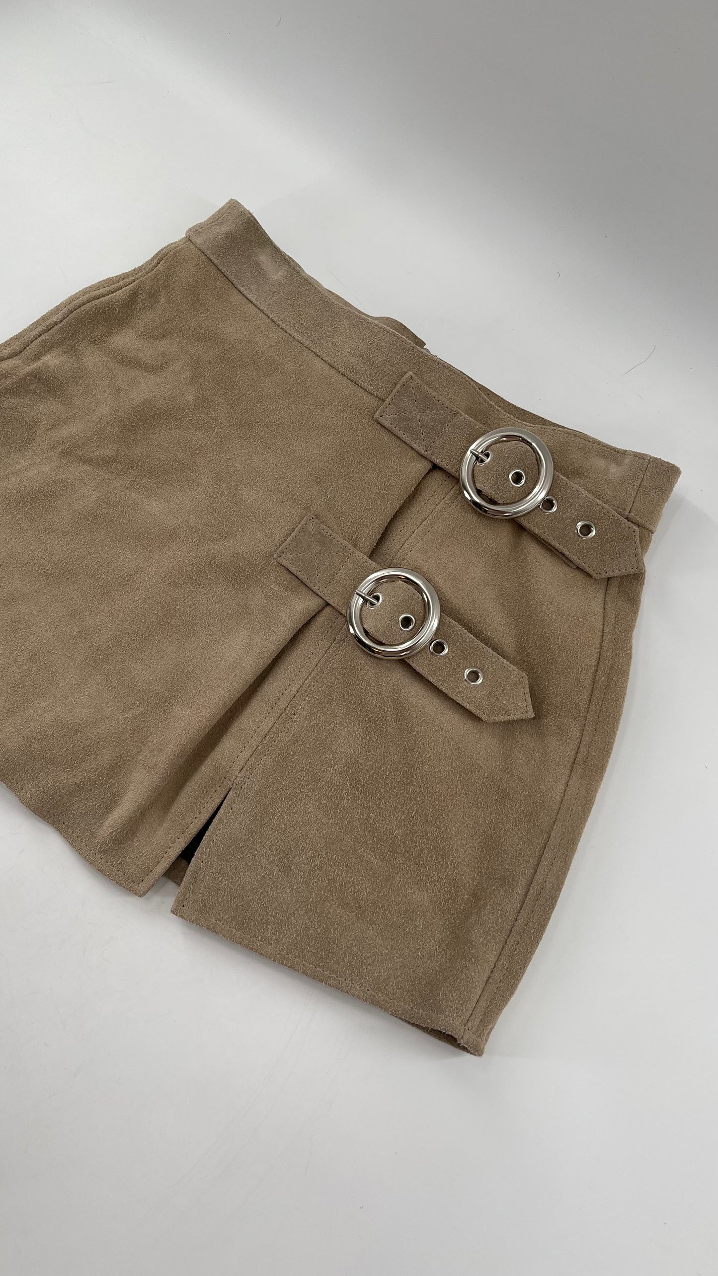 Free People Understated Genuine Suede Light Tan