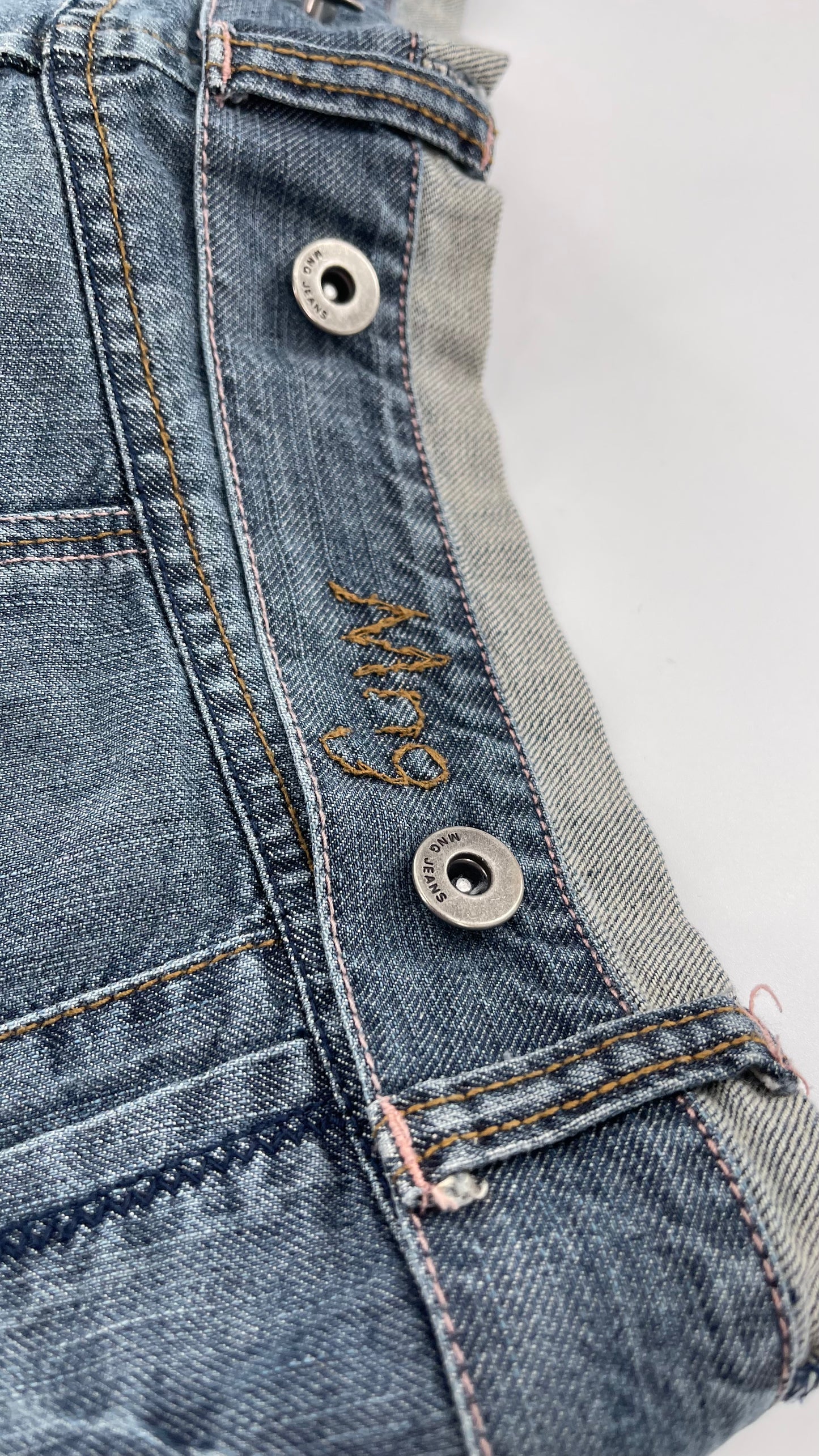 Vintage MNGjeans Pleated Bow Front Denim Skirt (12)