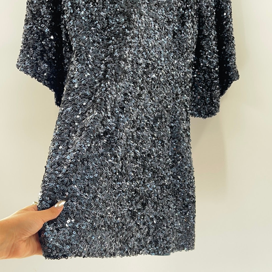 Free People - Deep Blue Sequin Mini Dress (4)