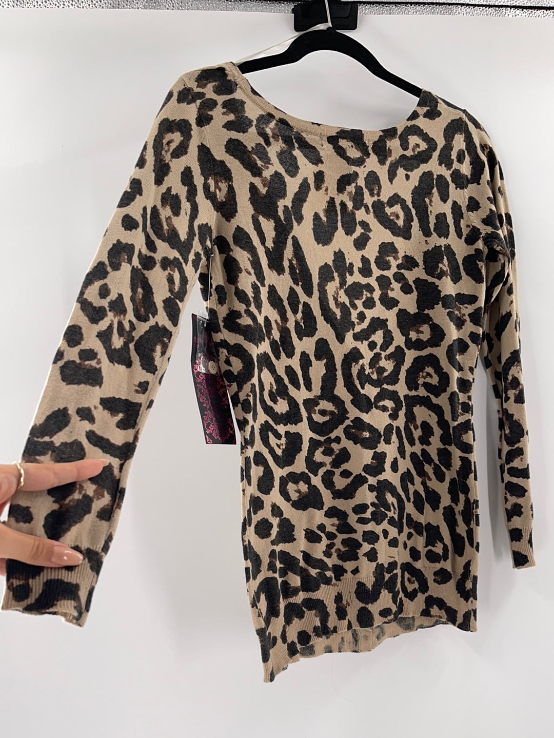 Almost Famous Cheetah Print Cardigan Buttons Front ( Size Small)