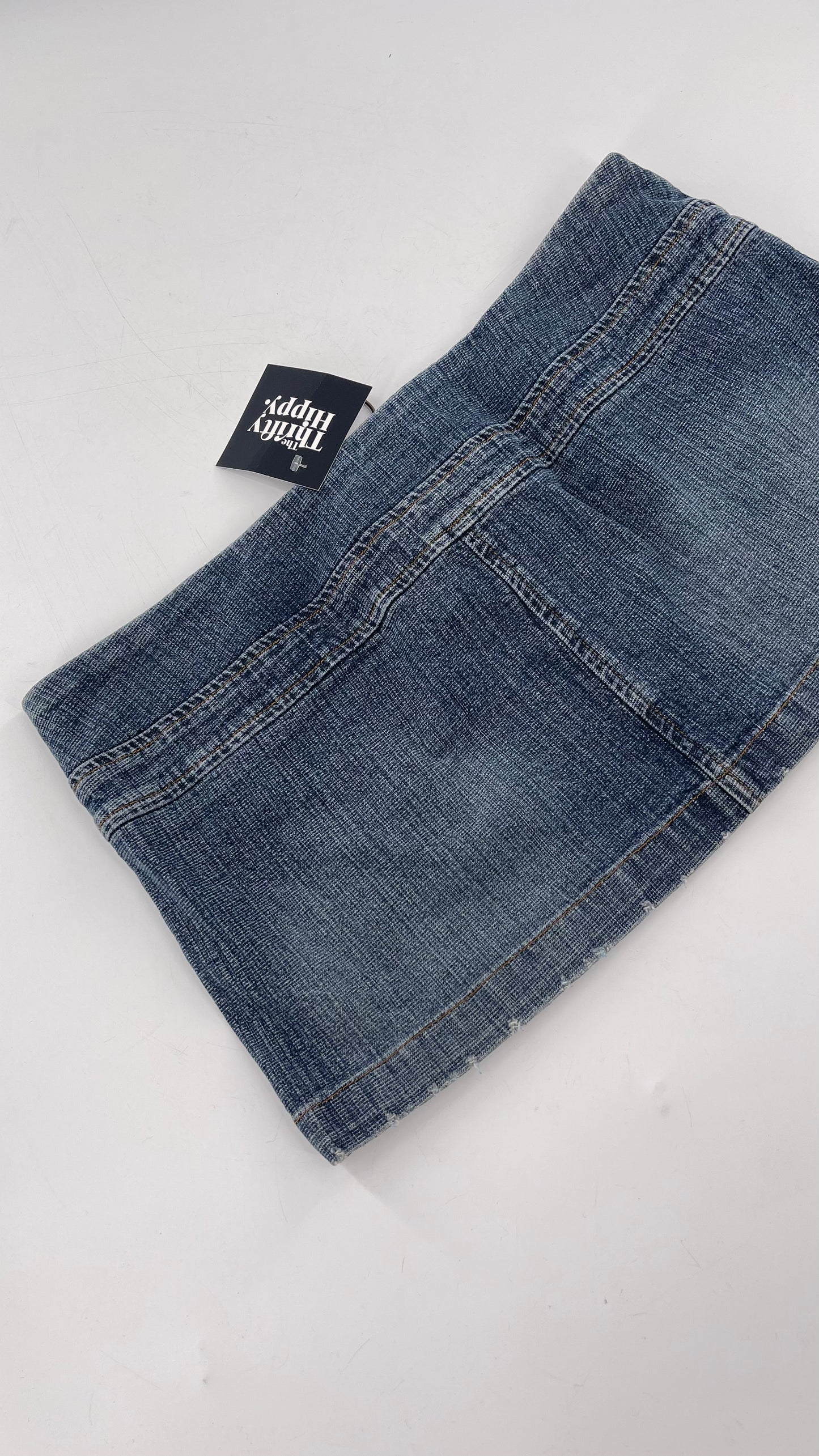 Vintage Blue Asphalt Denim Micro Mini Skirt (29/30)
