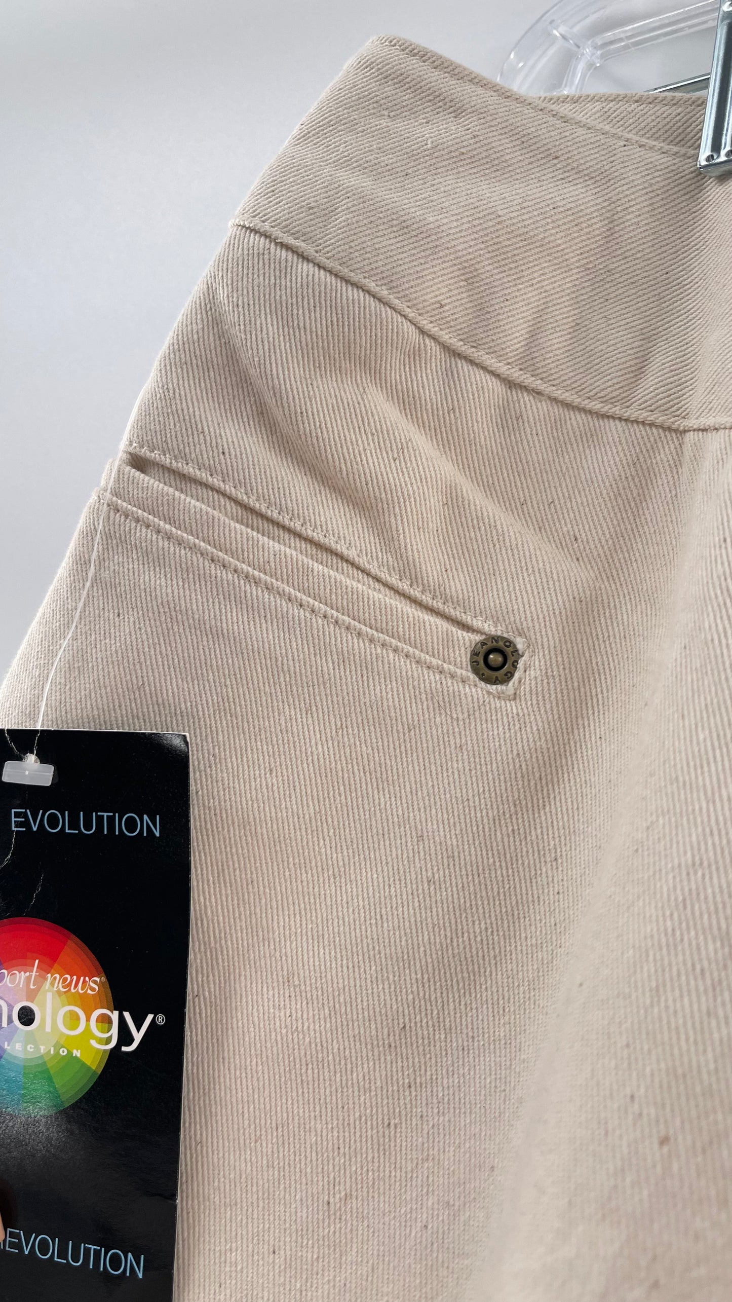Vintage Jeanology Beige Raw Edge Hem Flare Jeans (16)