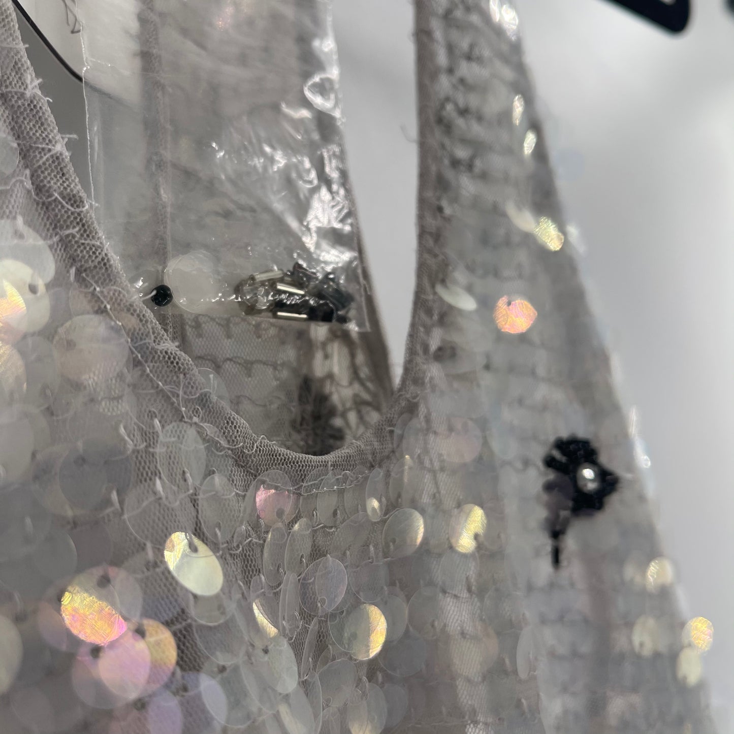 Free People Silver Beaded/Sequined Tank (S)
