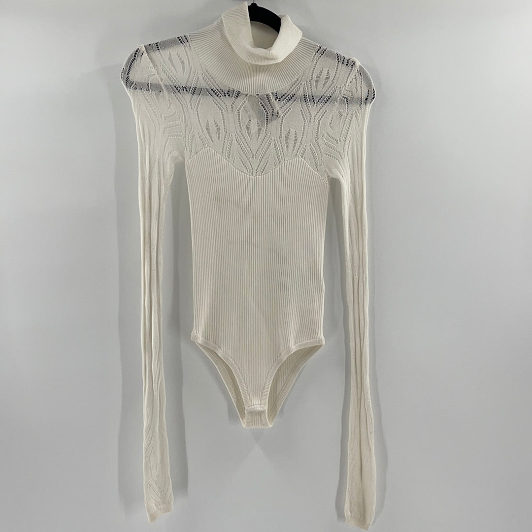 Free People White Knit Bodysuit (XS)