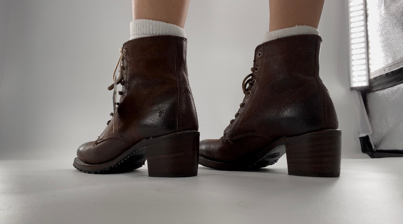 Frye Sabrina 6G Lace Up in Dark Brown (9)