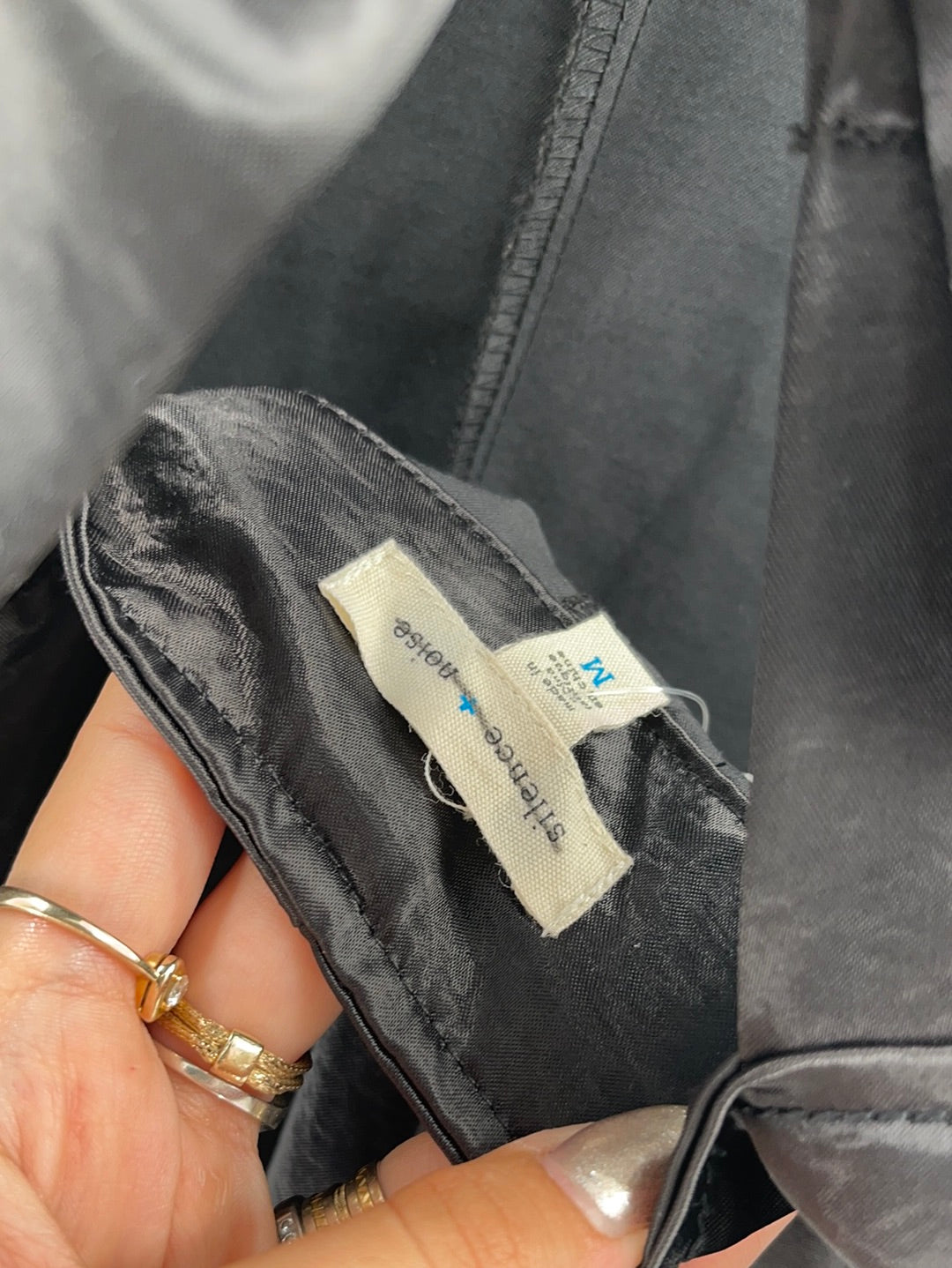Urban Outfitters Black Satin Backless Tie on Back Side Knife Pockets (Size M)