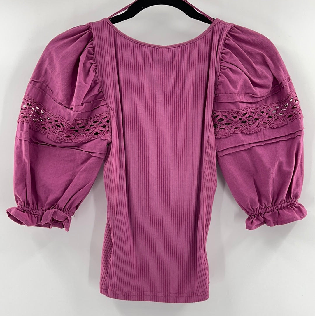 Free People Purple Puff Sleeve (XS)