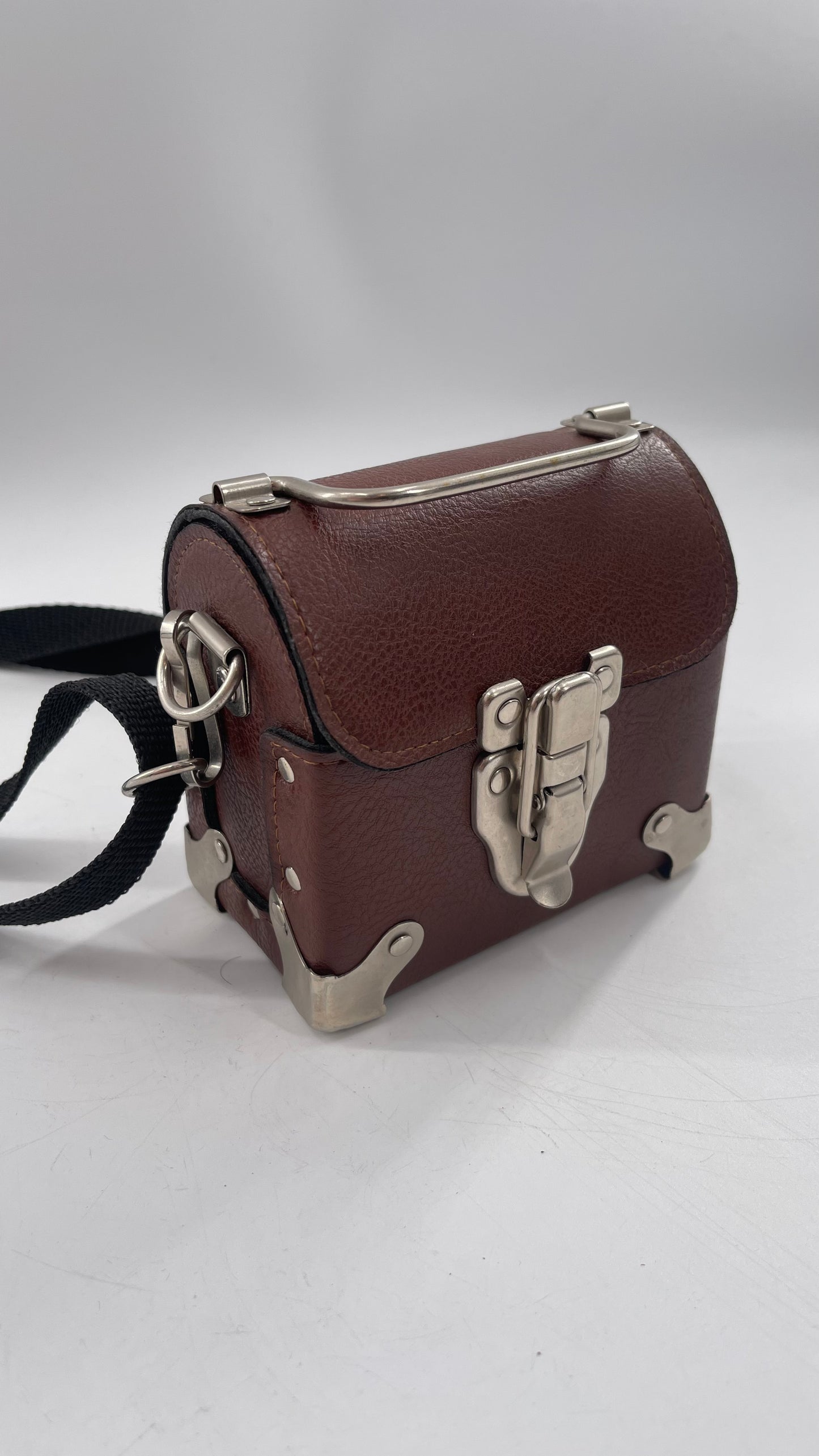Vintage US Made Brown Leather Trunk Purse