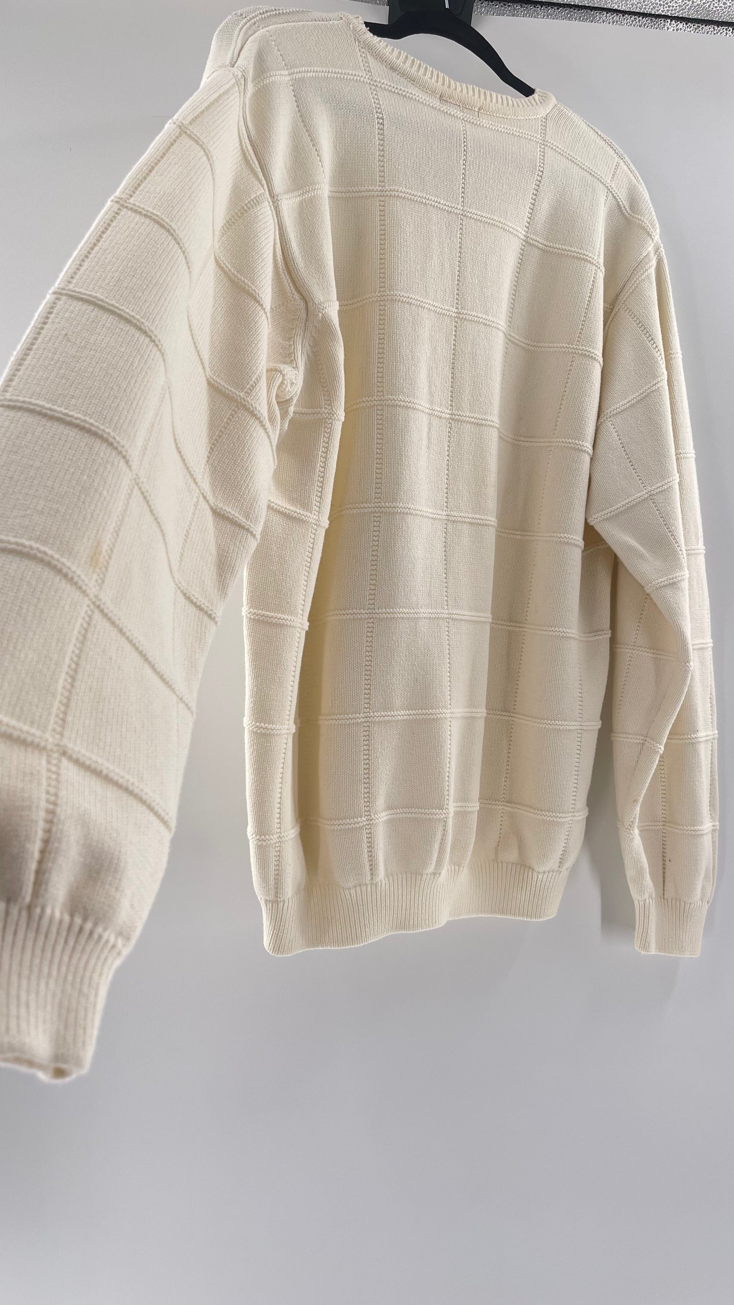 Vintage IZOD Cream Square Stitch Sweater (XL)