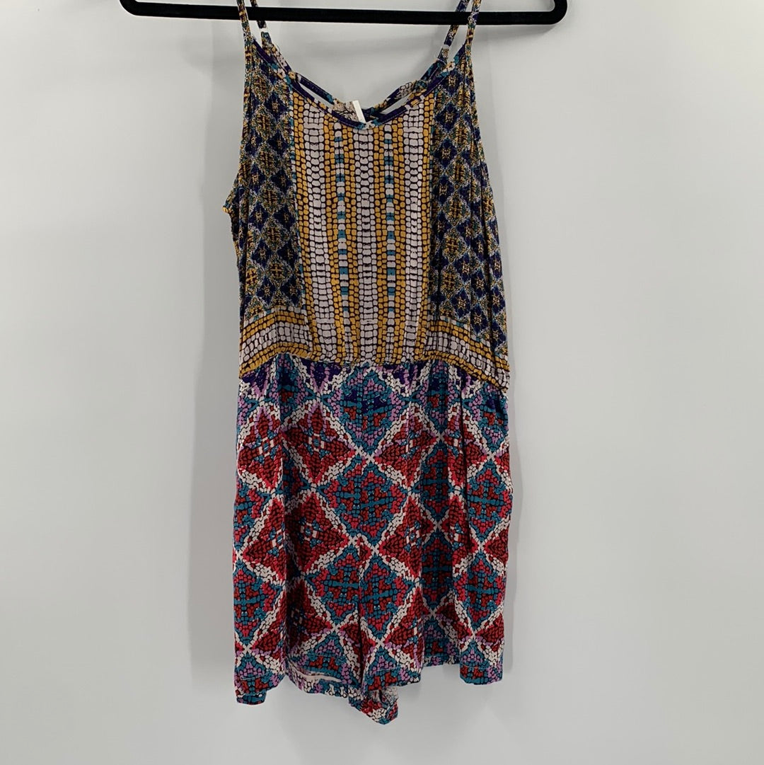 ANGIE Colorful Geometric Romper (M)