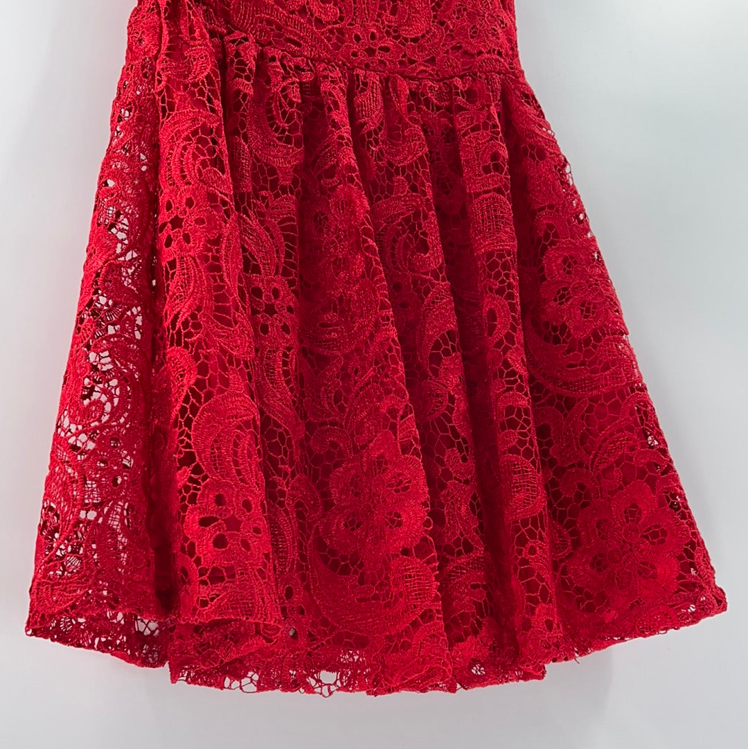 Francesca's - Red Lace Backless Mini (Small)