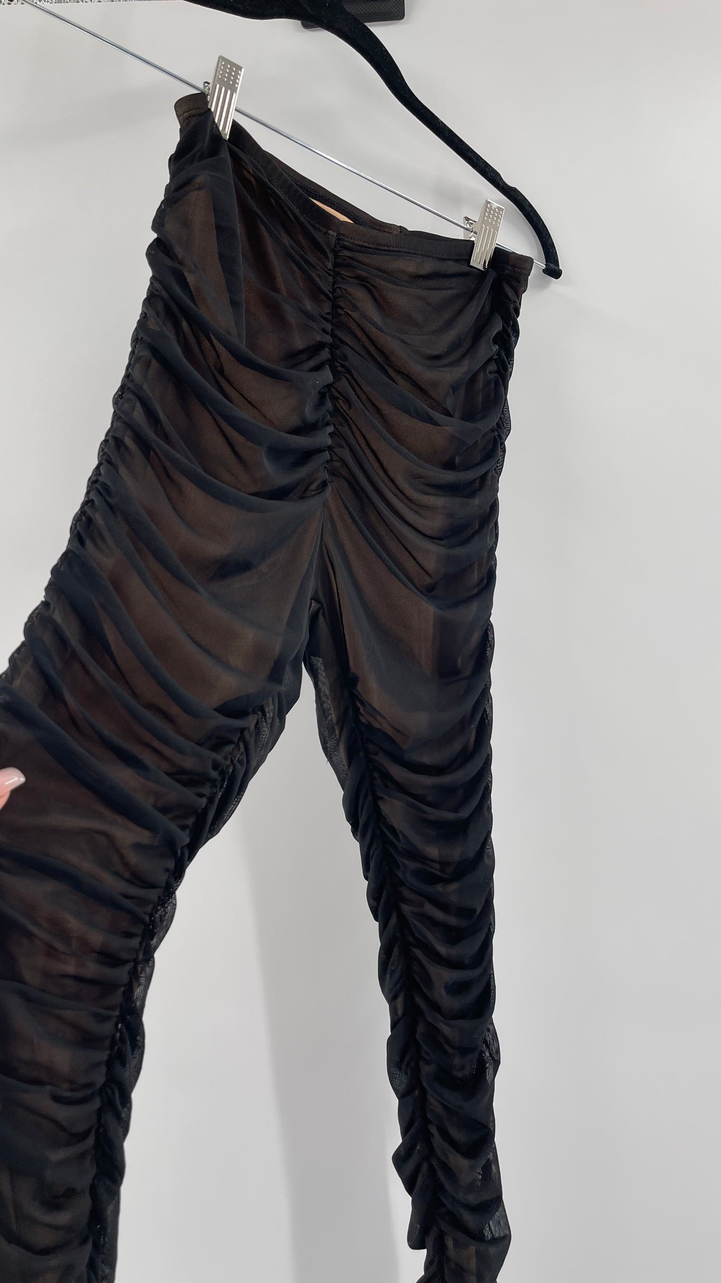 Fashion Nova/Urban Outfitters Nude/Black Ruched 2Piece Set (Small)