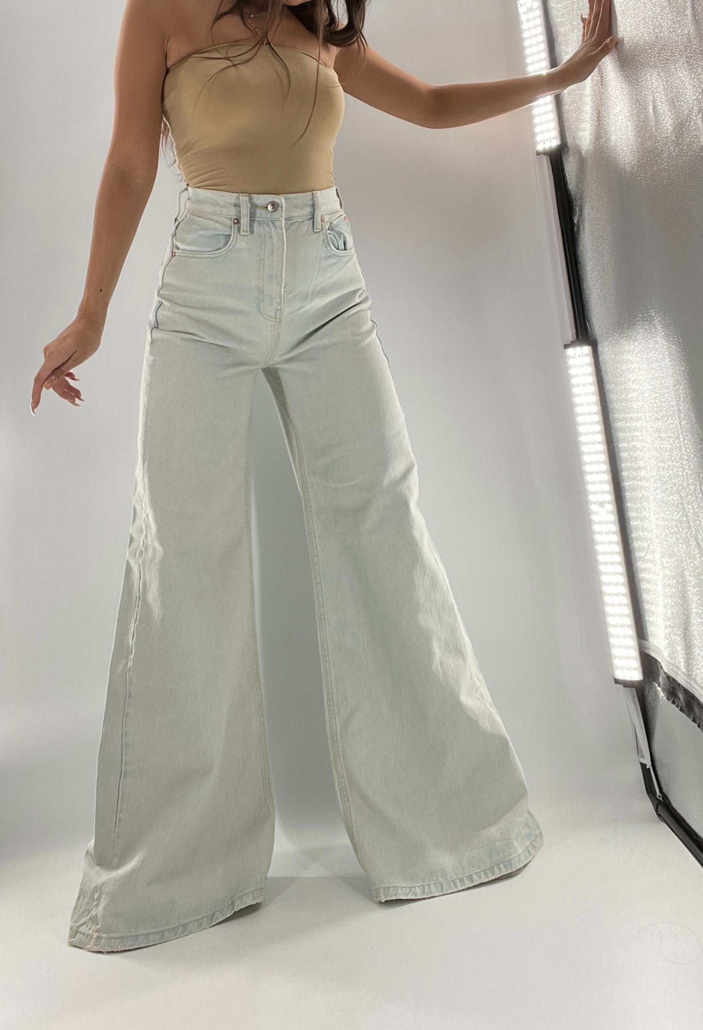 Free People Light Wash High Waist Wide Legs (27)