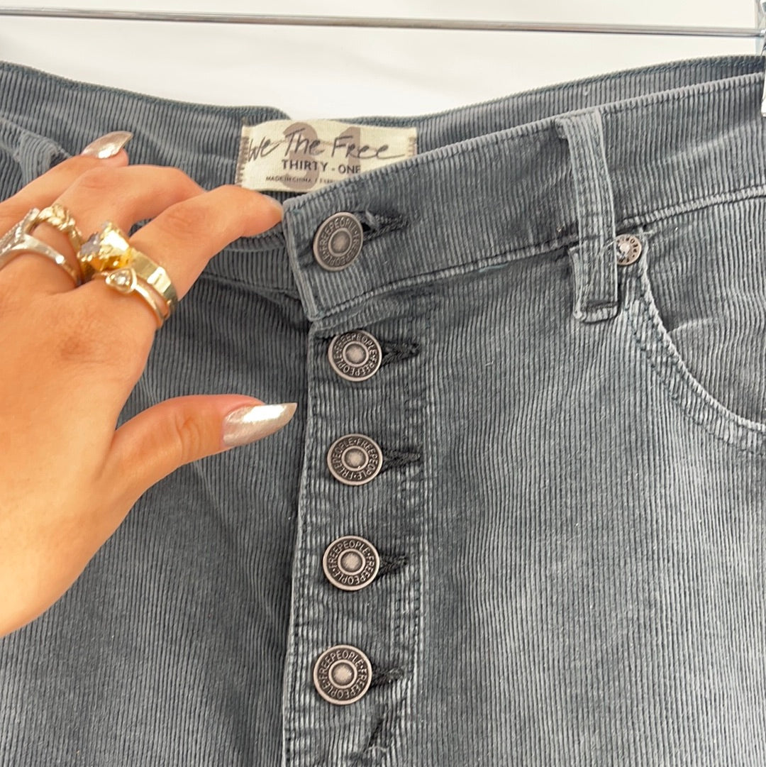 Free People Slate Blue Corduroys (Sz 31)