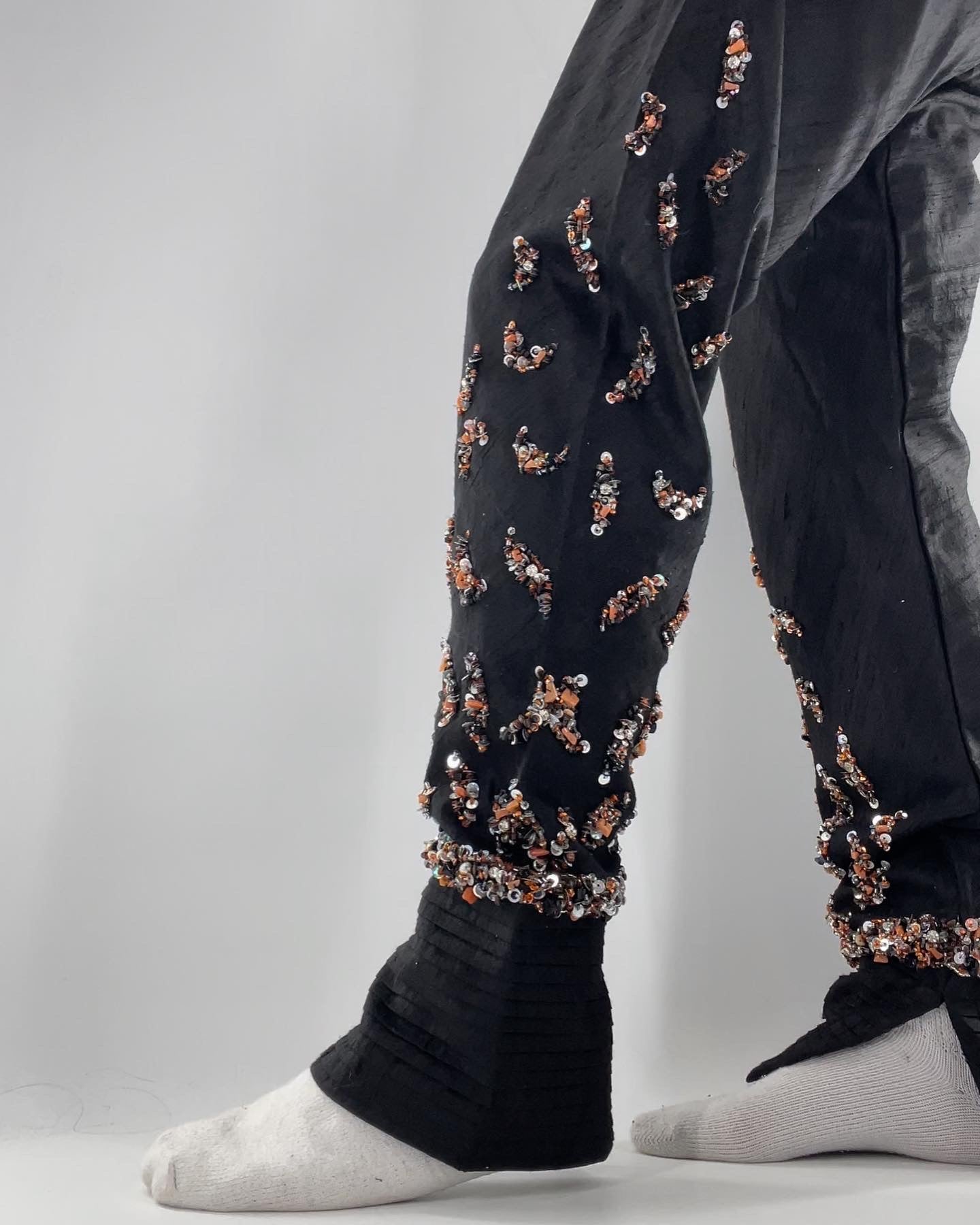 Black Harams with Beaded Hem (M)