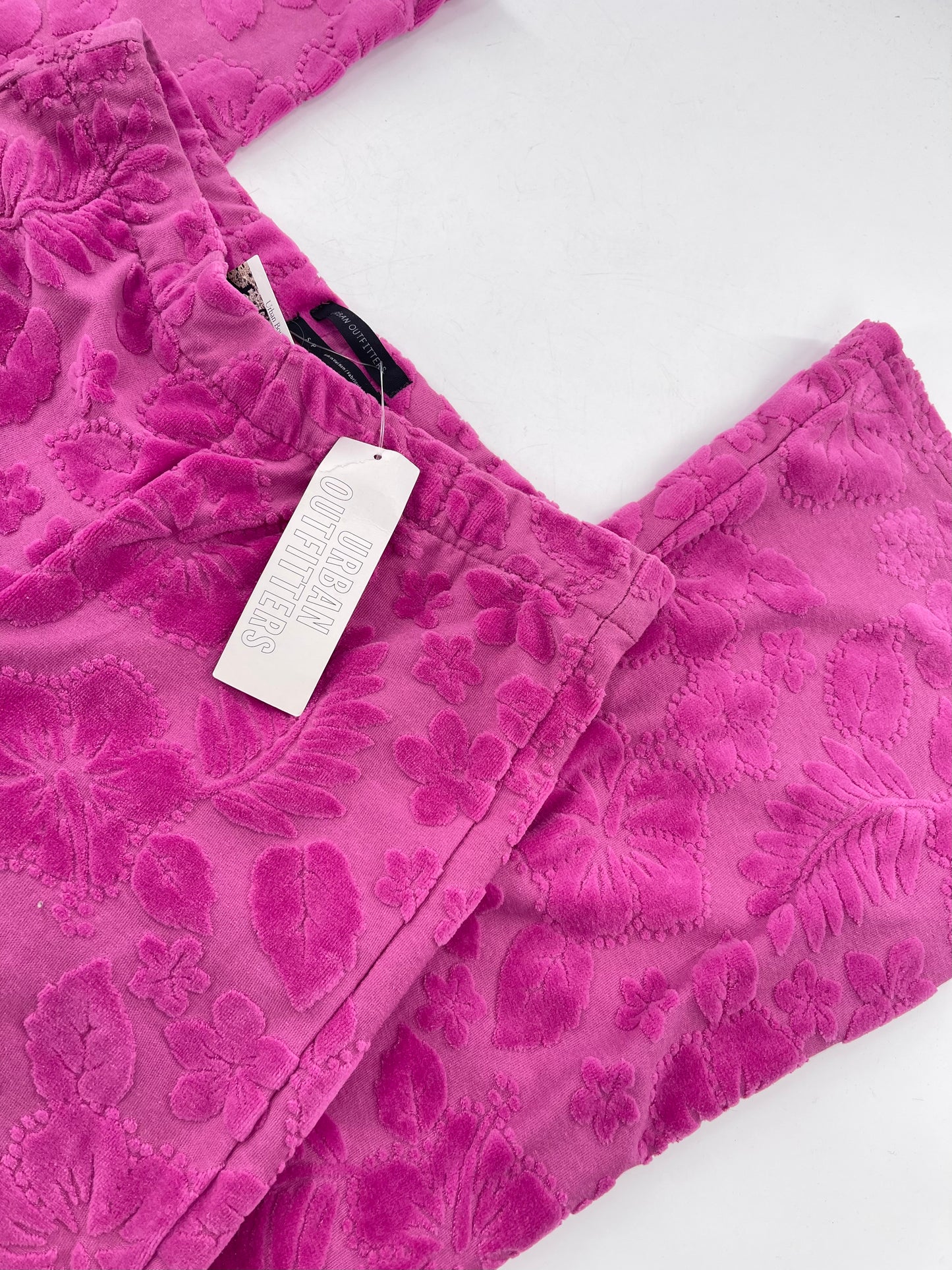 Urban Outfitters Purple/Pink Raised Chenille Floral Flares (Small)