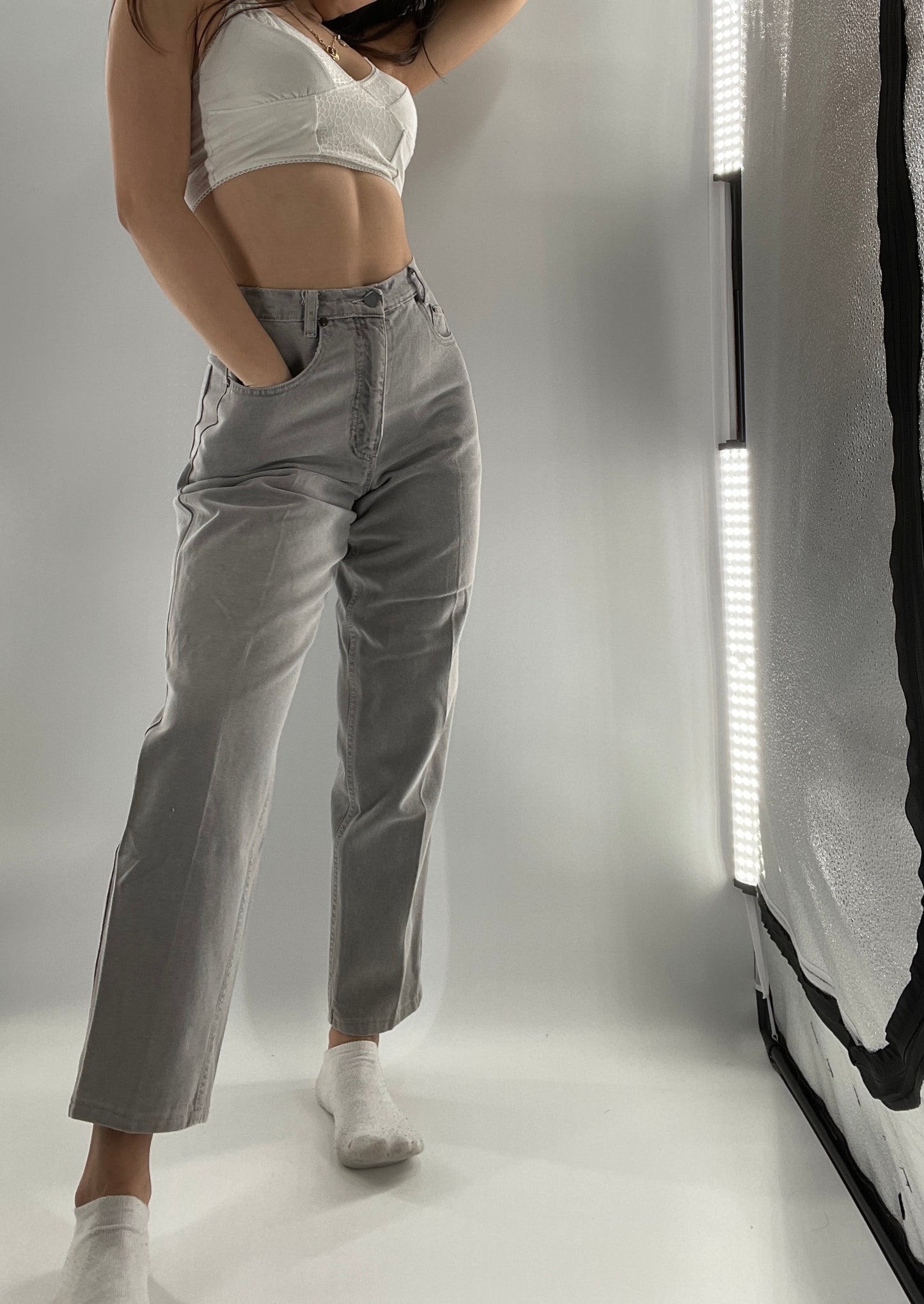 Vintage Democracy High Waisted Grey Jeans (6)