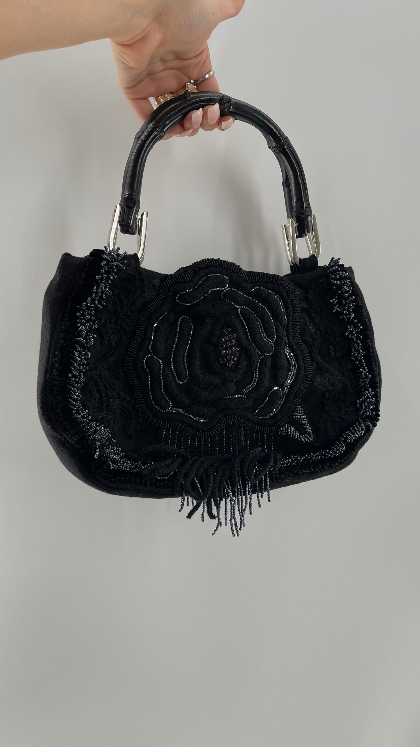 Vintage IPA NIMA Black Embroidered Beaded