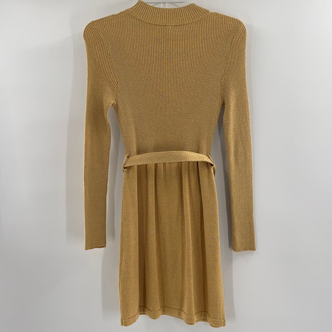 Free People Gold Knit Dress (XS)