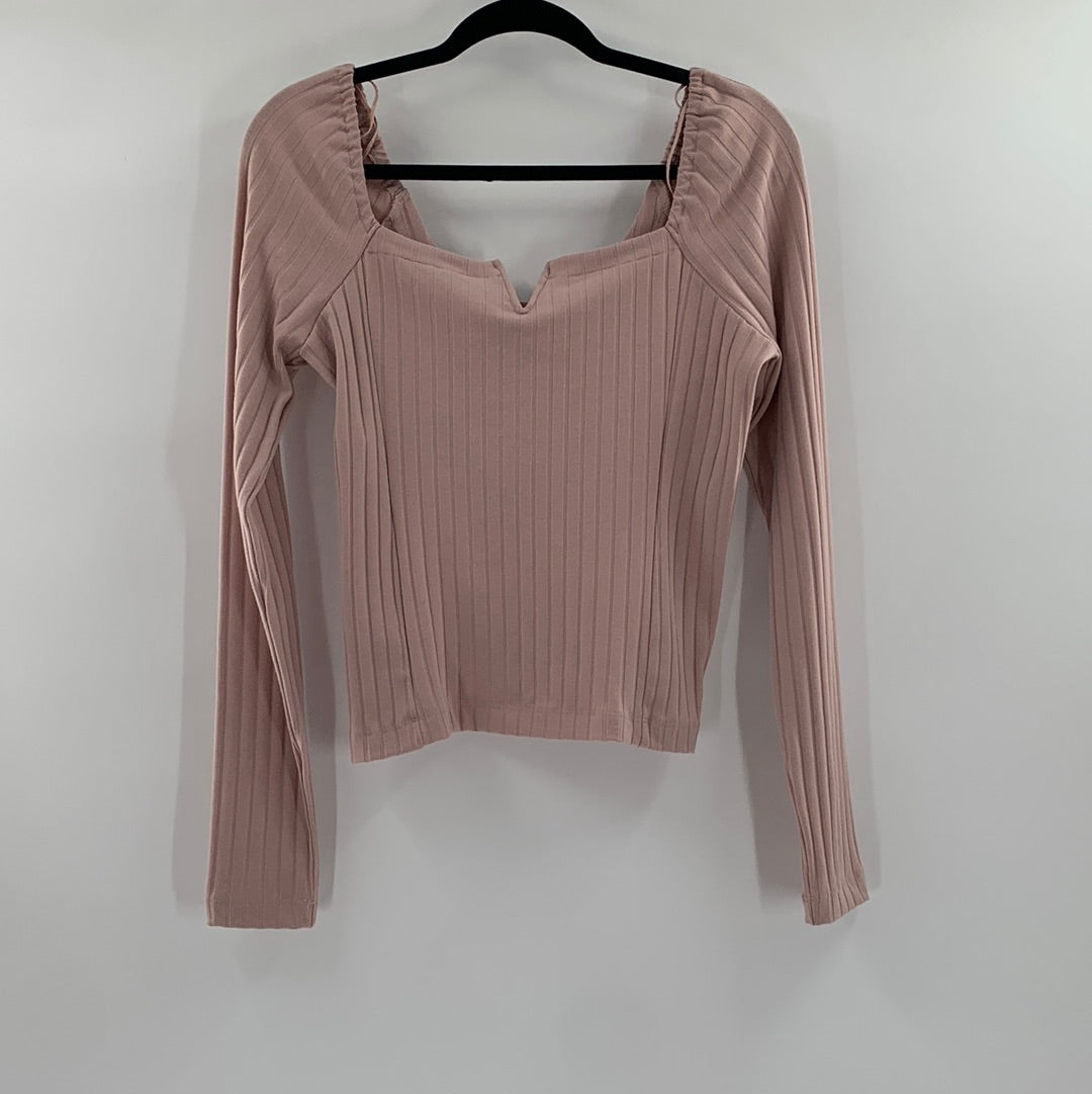 Free People Mauve Ribbed Top (L)