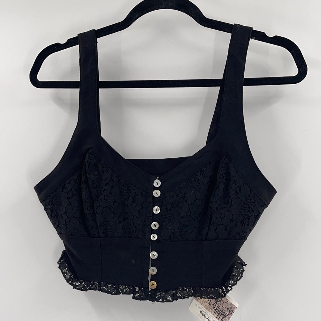 Intimately Free People Black Lace Bustier (S)