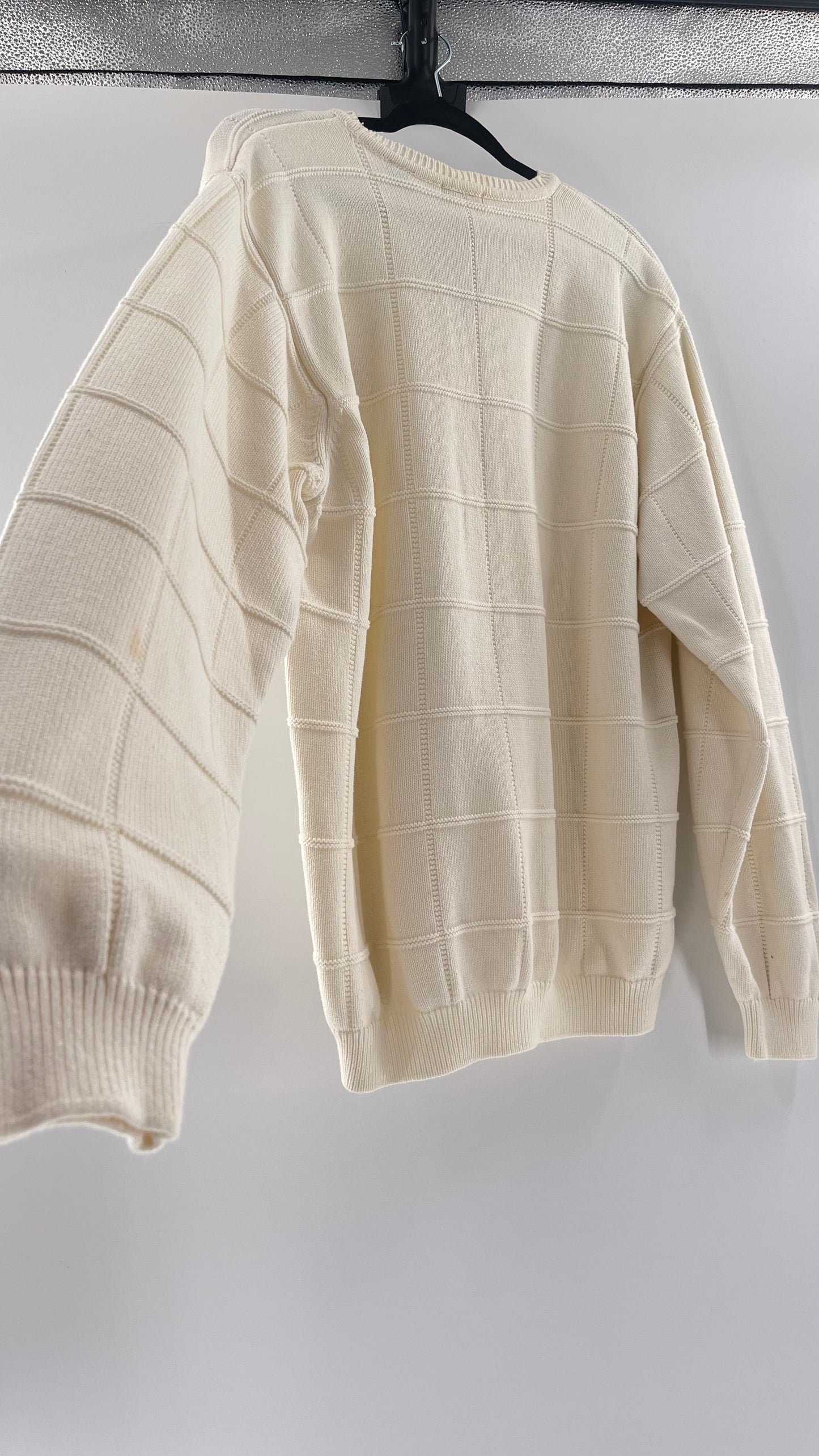 Vintage IZOD Cream Square Stitch Sweater (XL)