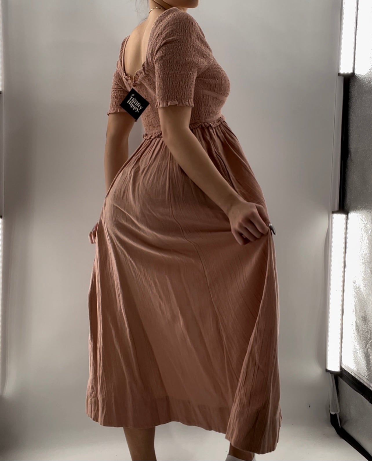 Free People Mauve/Dusty Pink Smocked Maxi (XS)