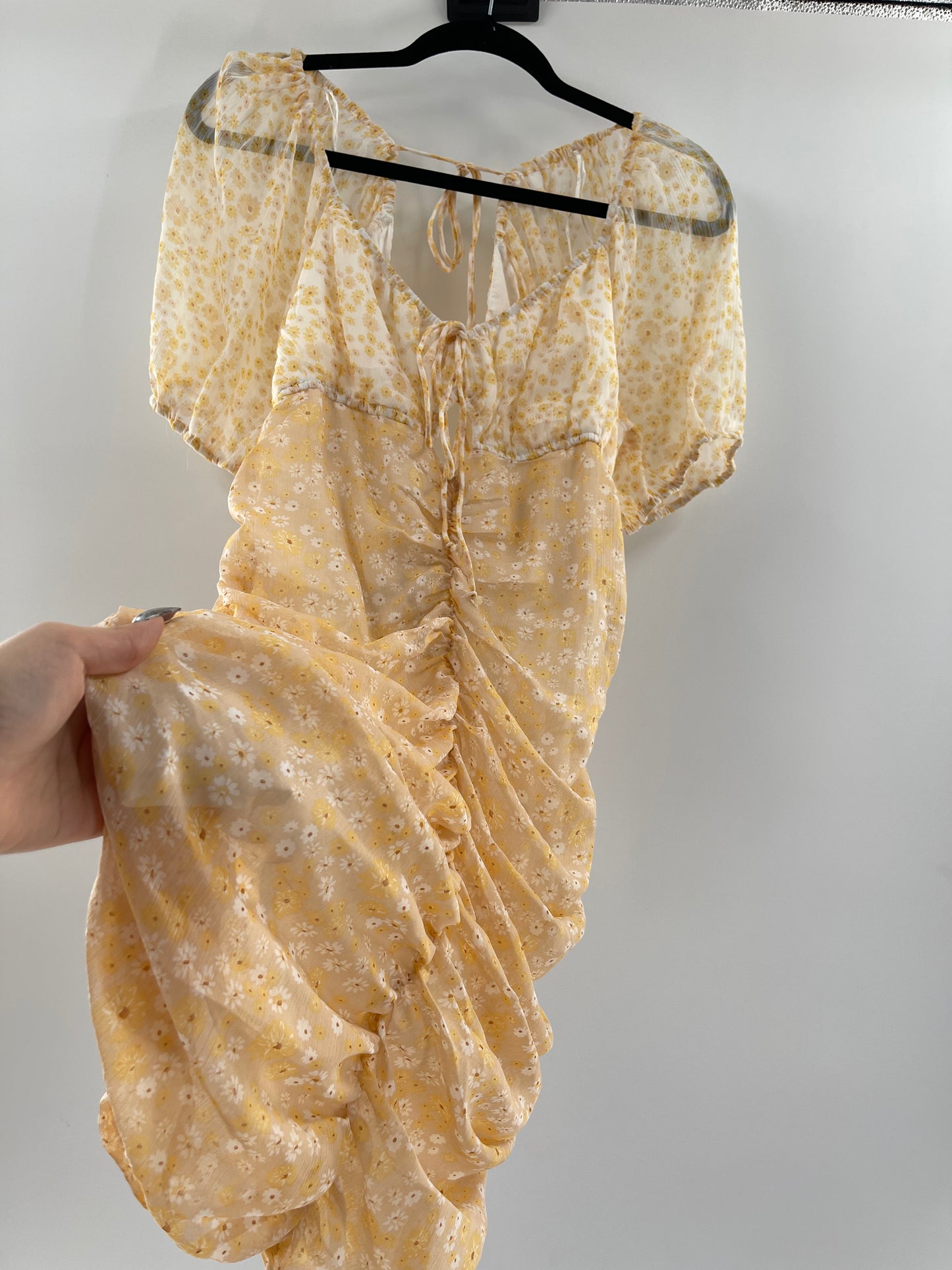 Free People Tessa Ruched Daisy Dress (Large)