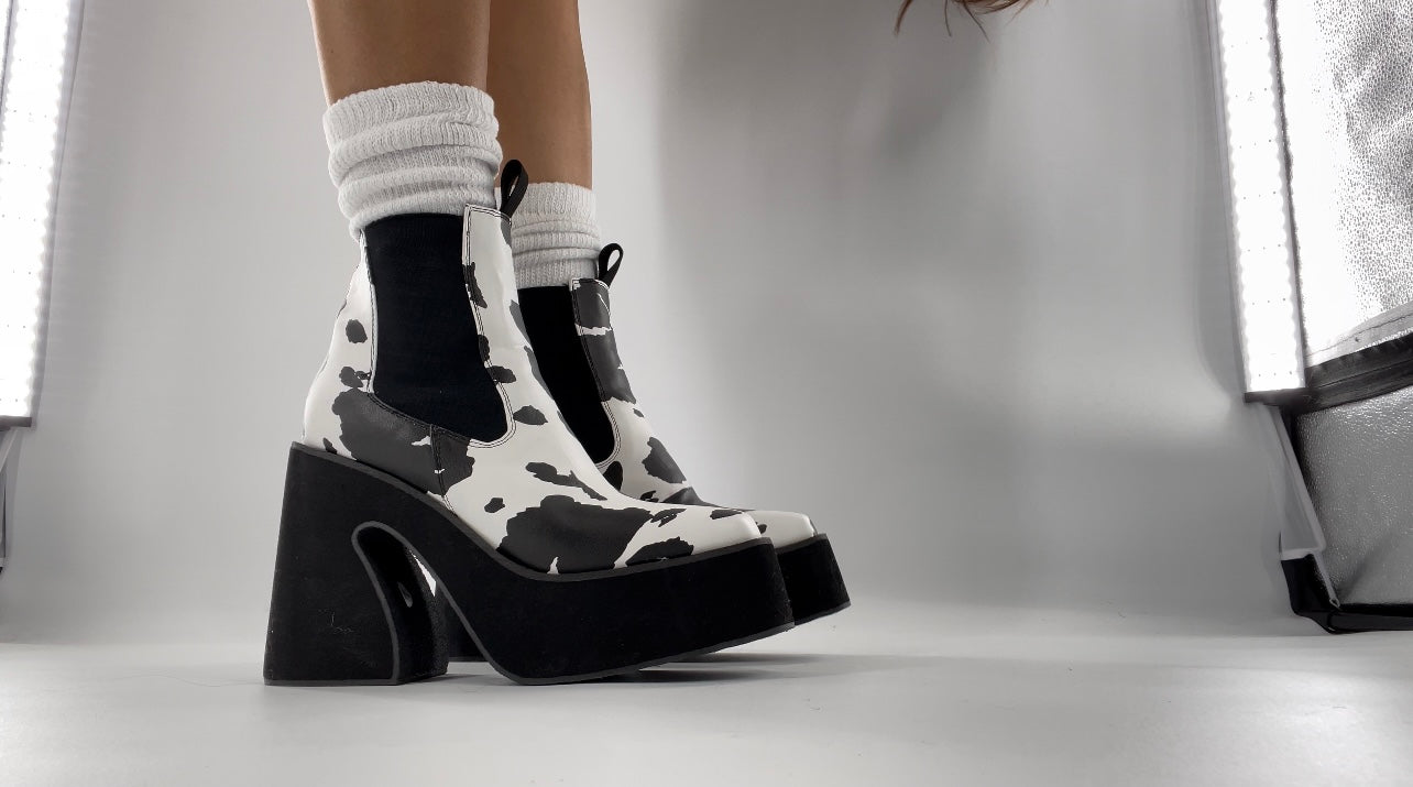Koi Footwear Chunky Platform Cow Print Boots (7)