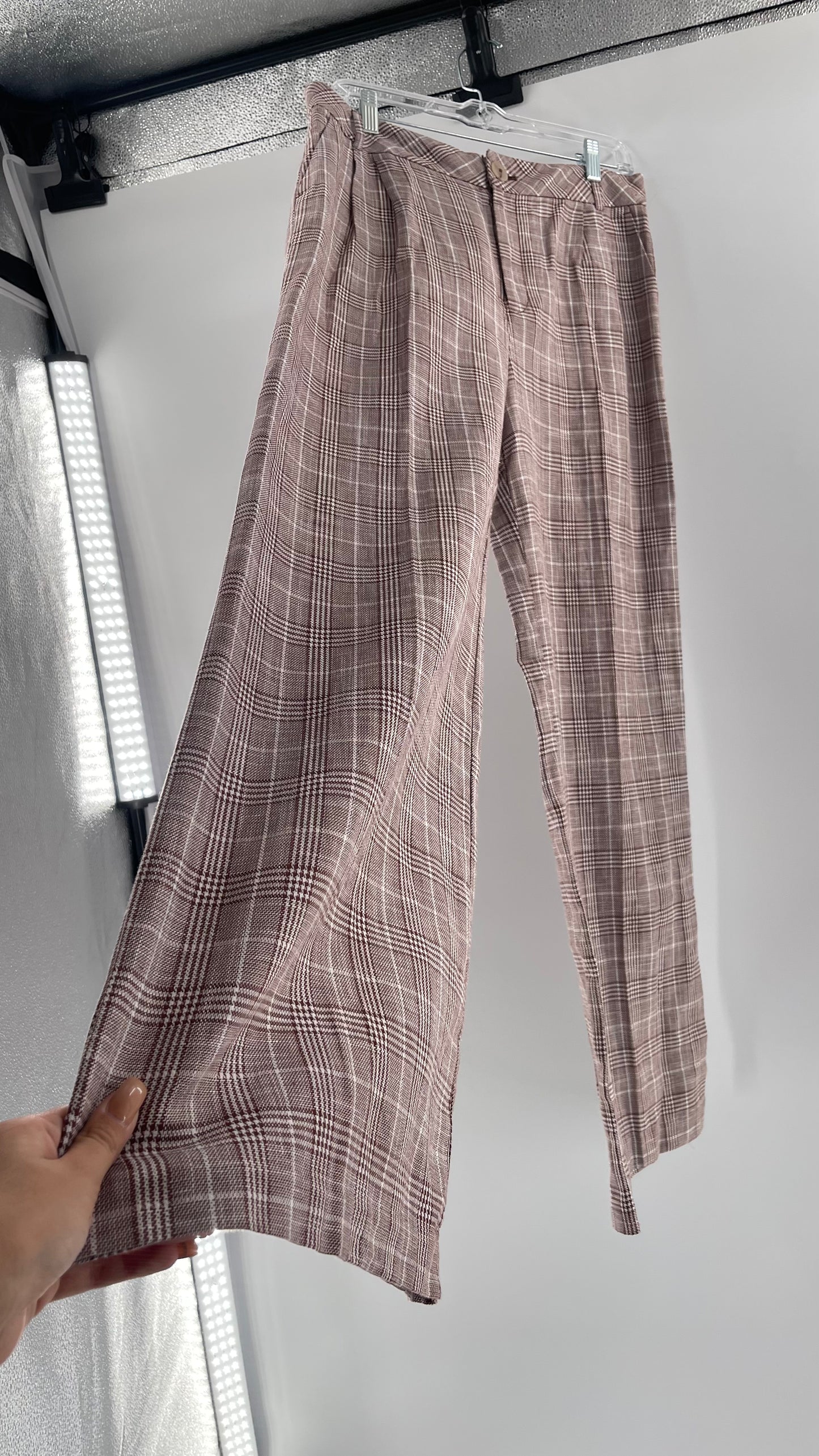 Anthropologie Maeve Brown Plaid Cotton/Linen Trouser (14)