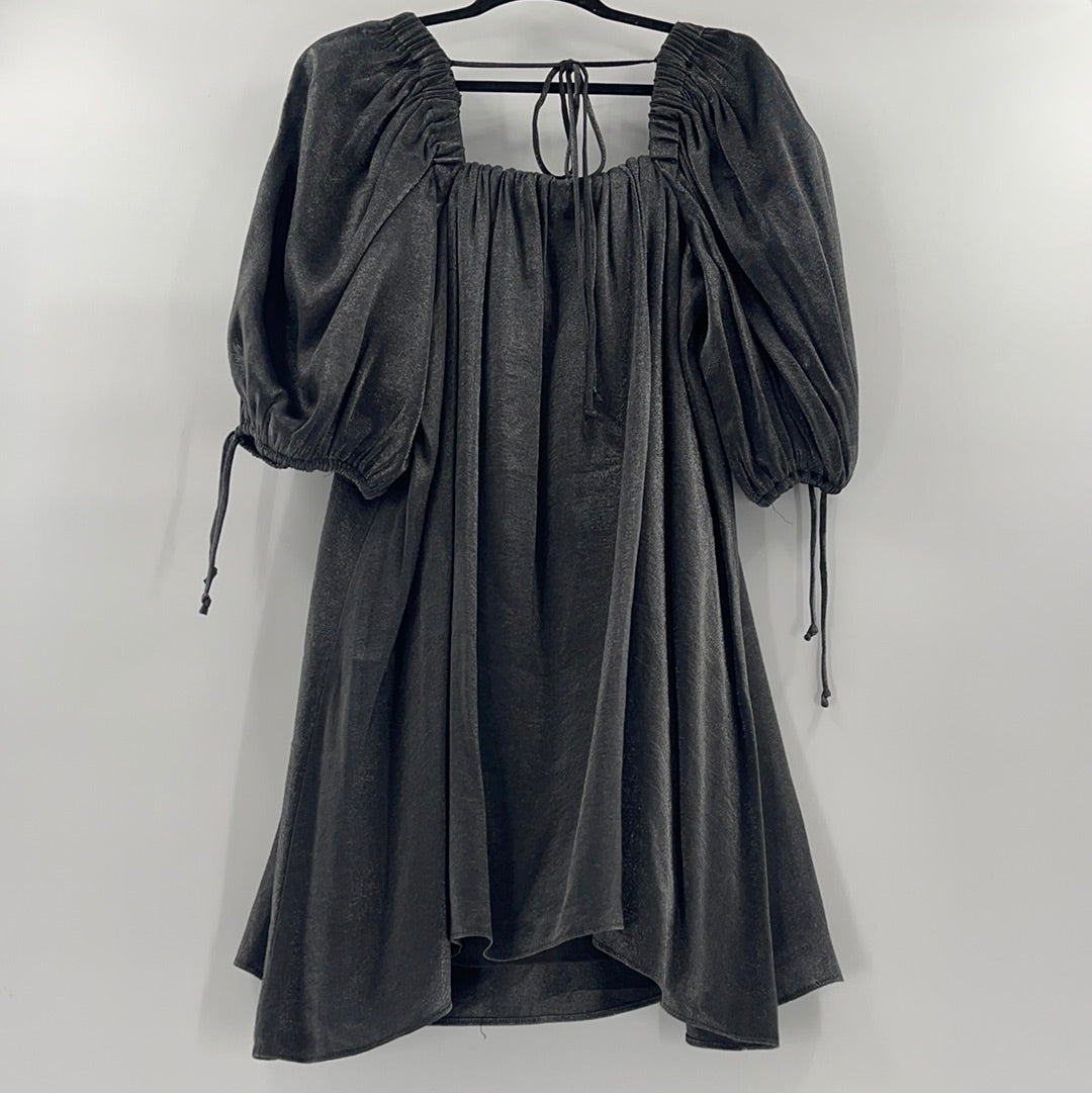 Free People - Silver Metallic Puff Sleeve Mini (Medium)