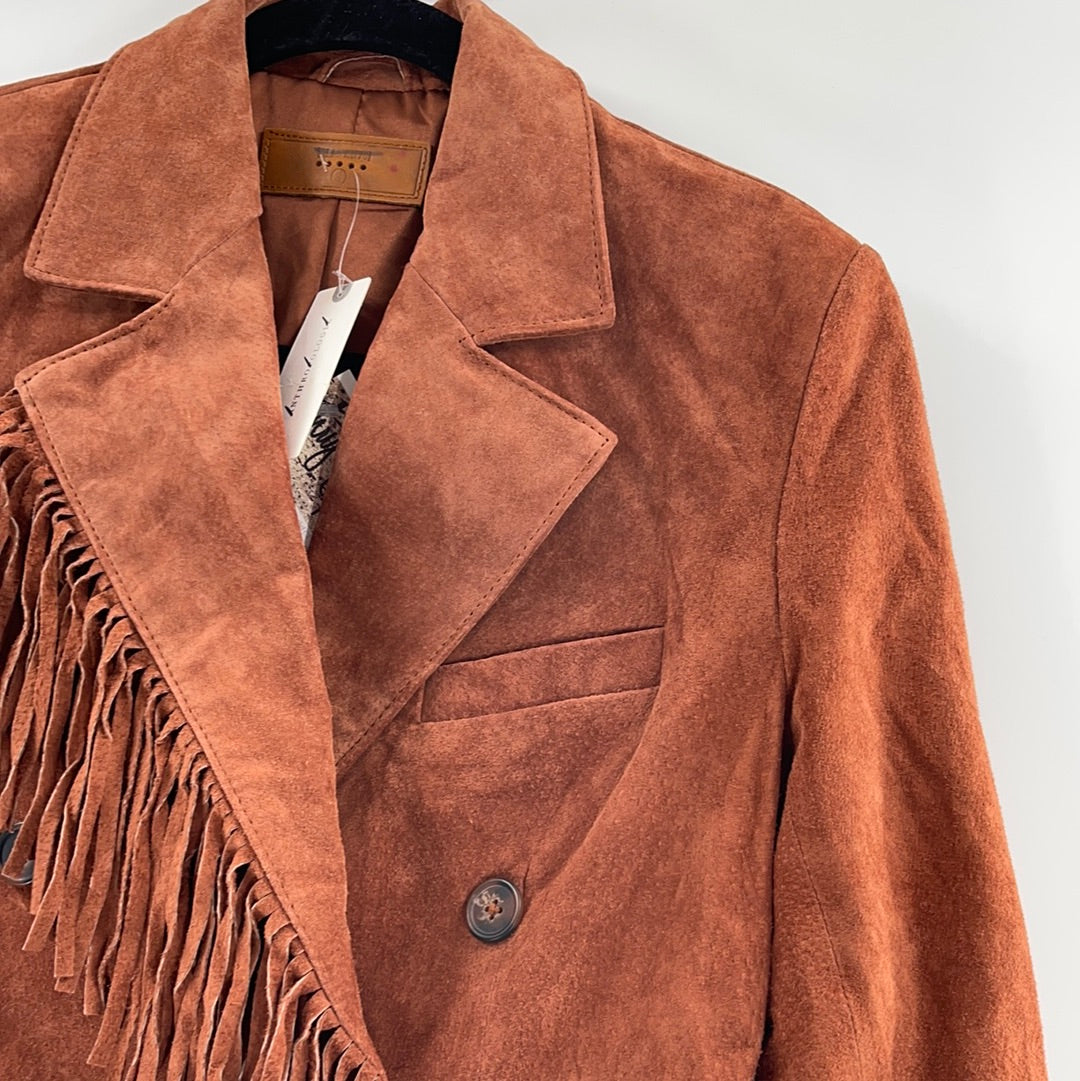 Anthropologie- Blank NYC - Cedar Cropped Suede Fringed Jacket With Front Buttons (Size S) *WITH TAGS*