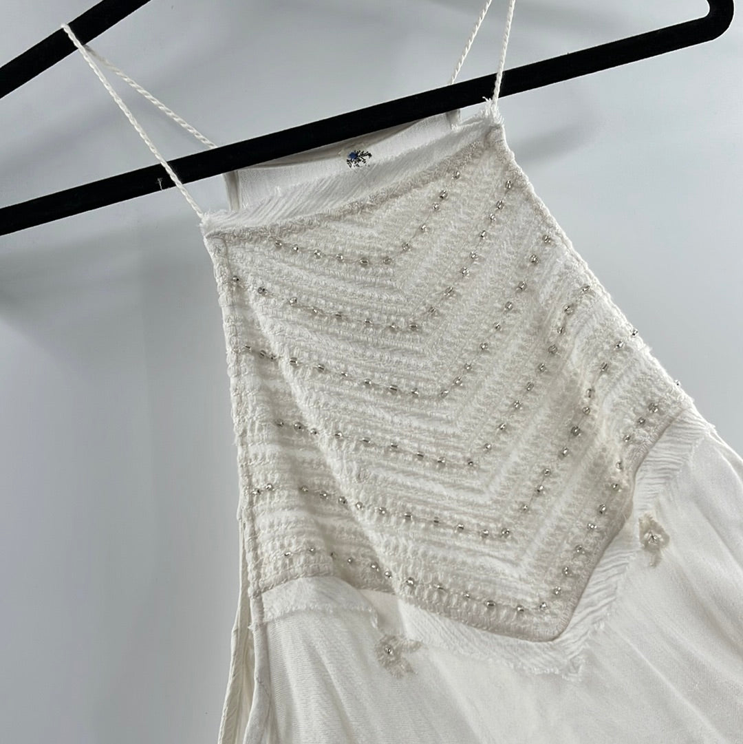 Free People - Beaded White Embroidered Dress (XS) The Thrifty Hippy Free People - Beaded White Embroidered Dress (XS) The Thrifty Hippy