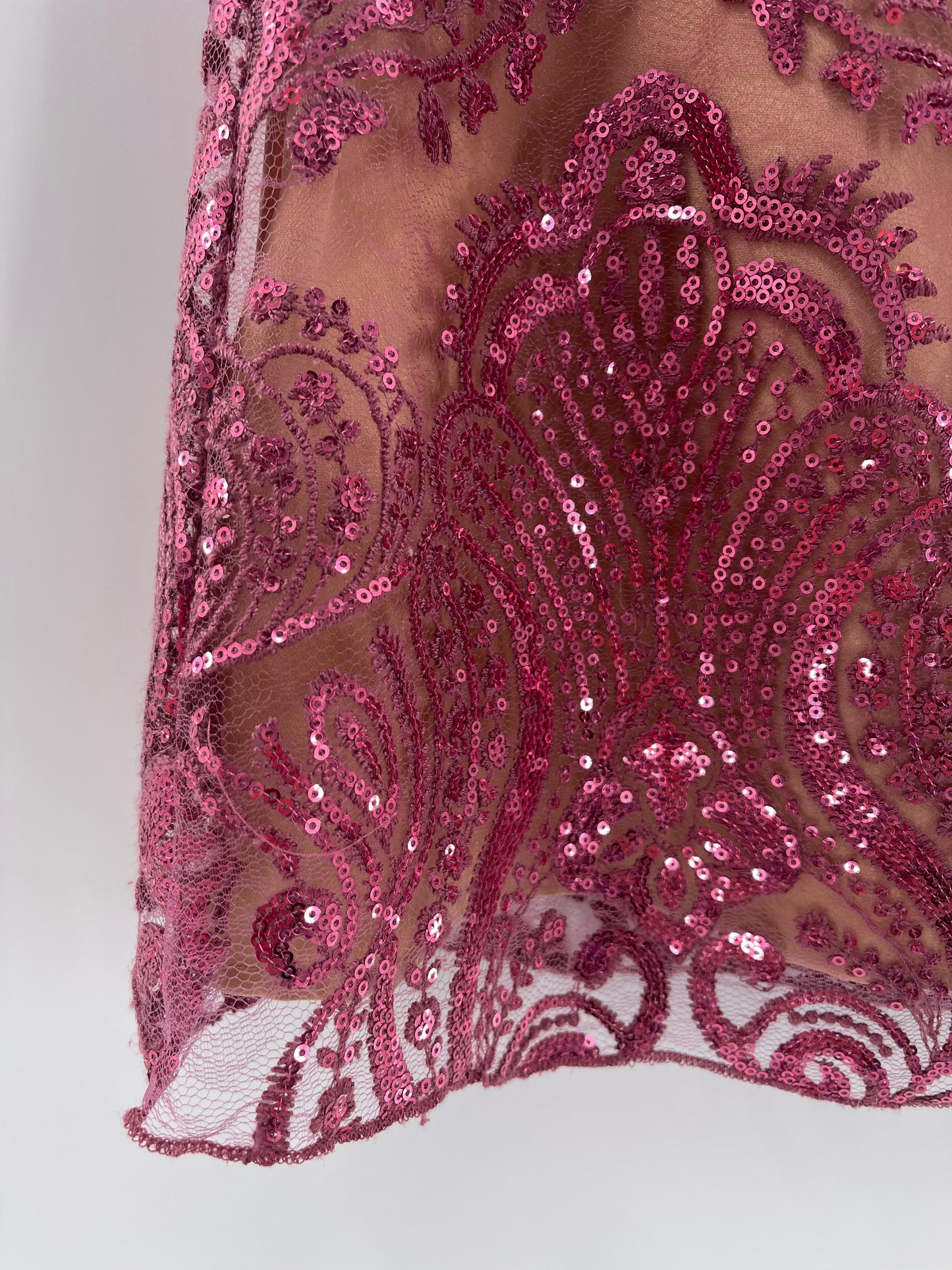 Free People Fuschia Sequin Lace Mini Dress (Sz2)