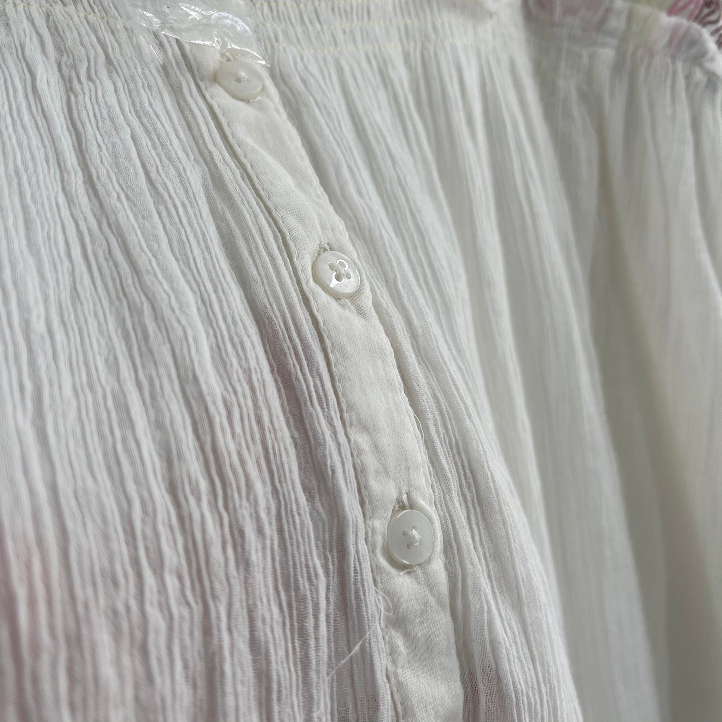Free People White Embroidered Short Sleeve (S)
