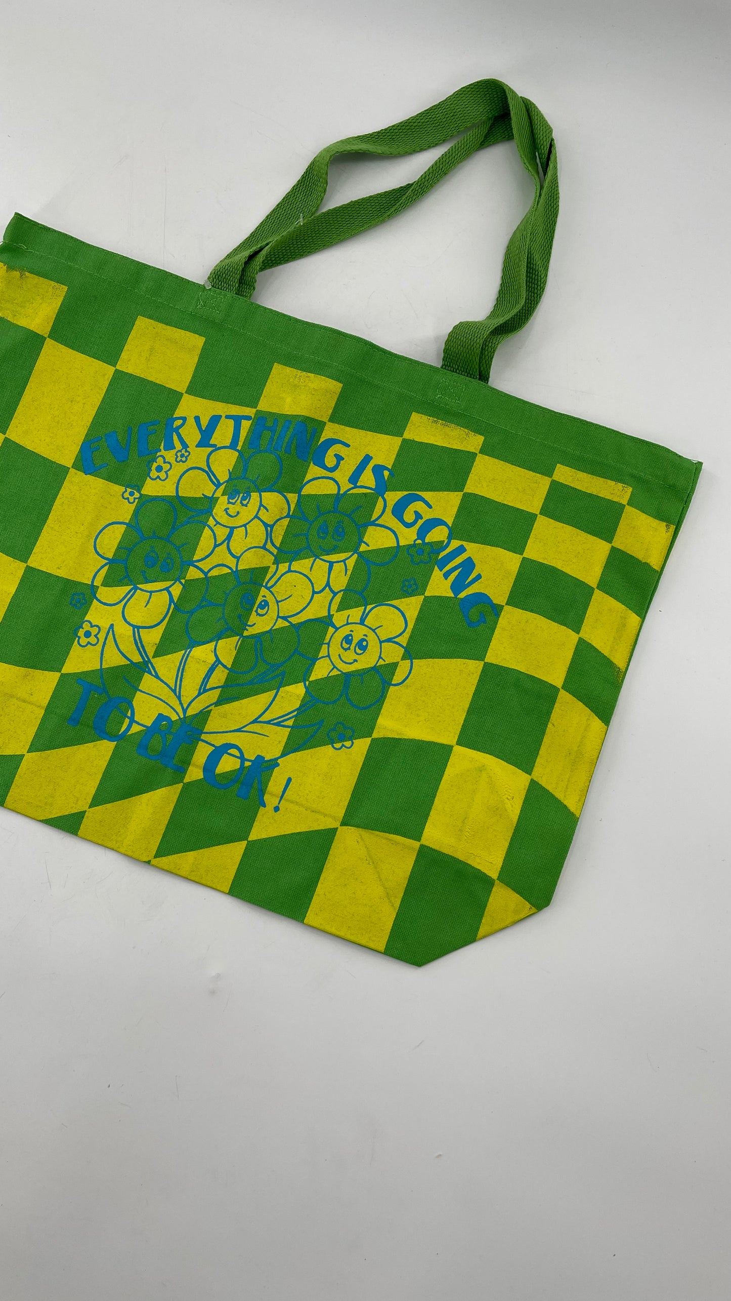 Desert Dreamer Urban Outfitters Checkered Green Canvas Tote