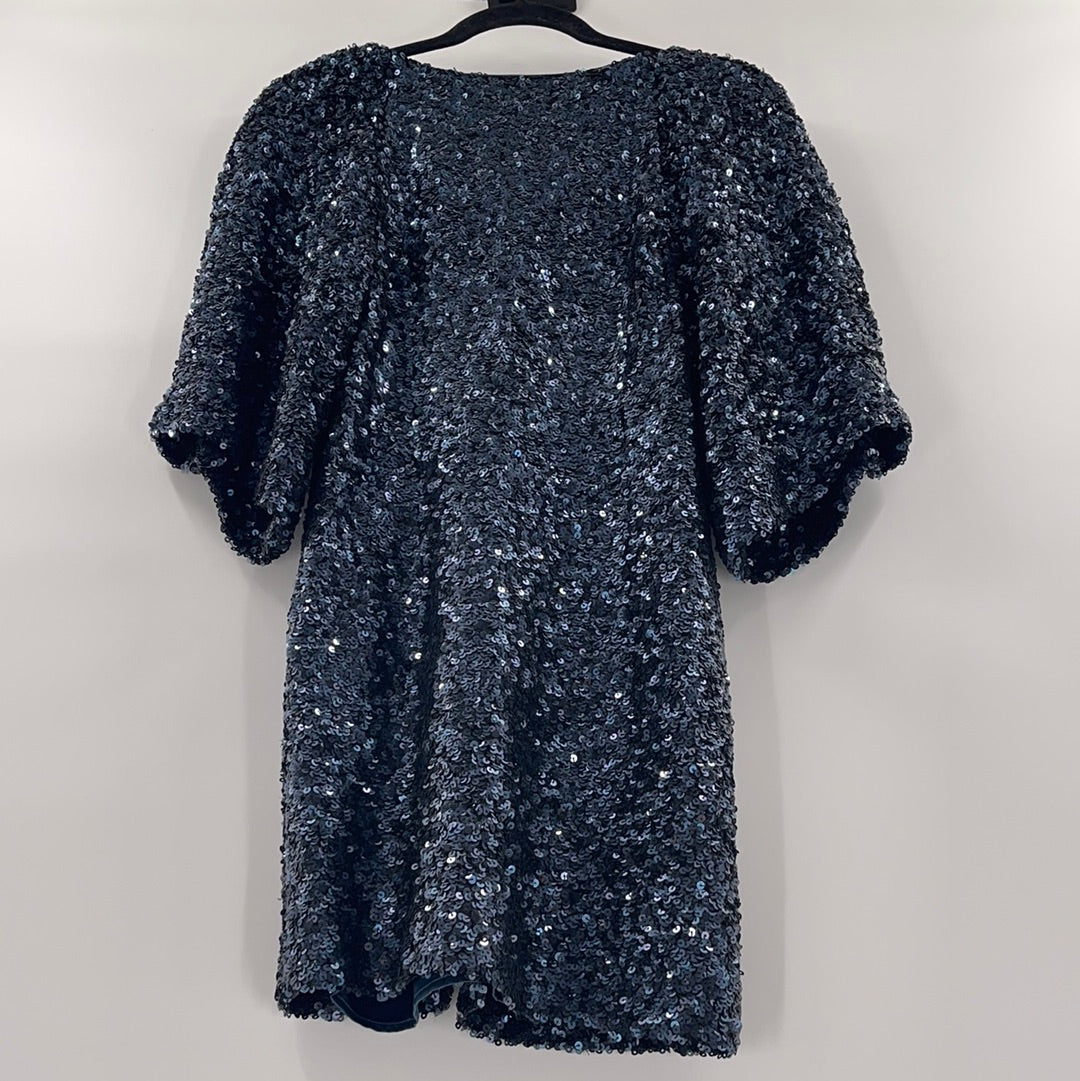 Free People - Deep Blue Sequin Mini Dress (4)