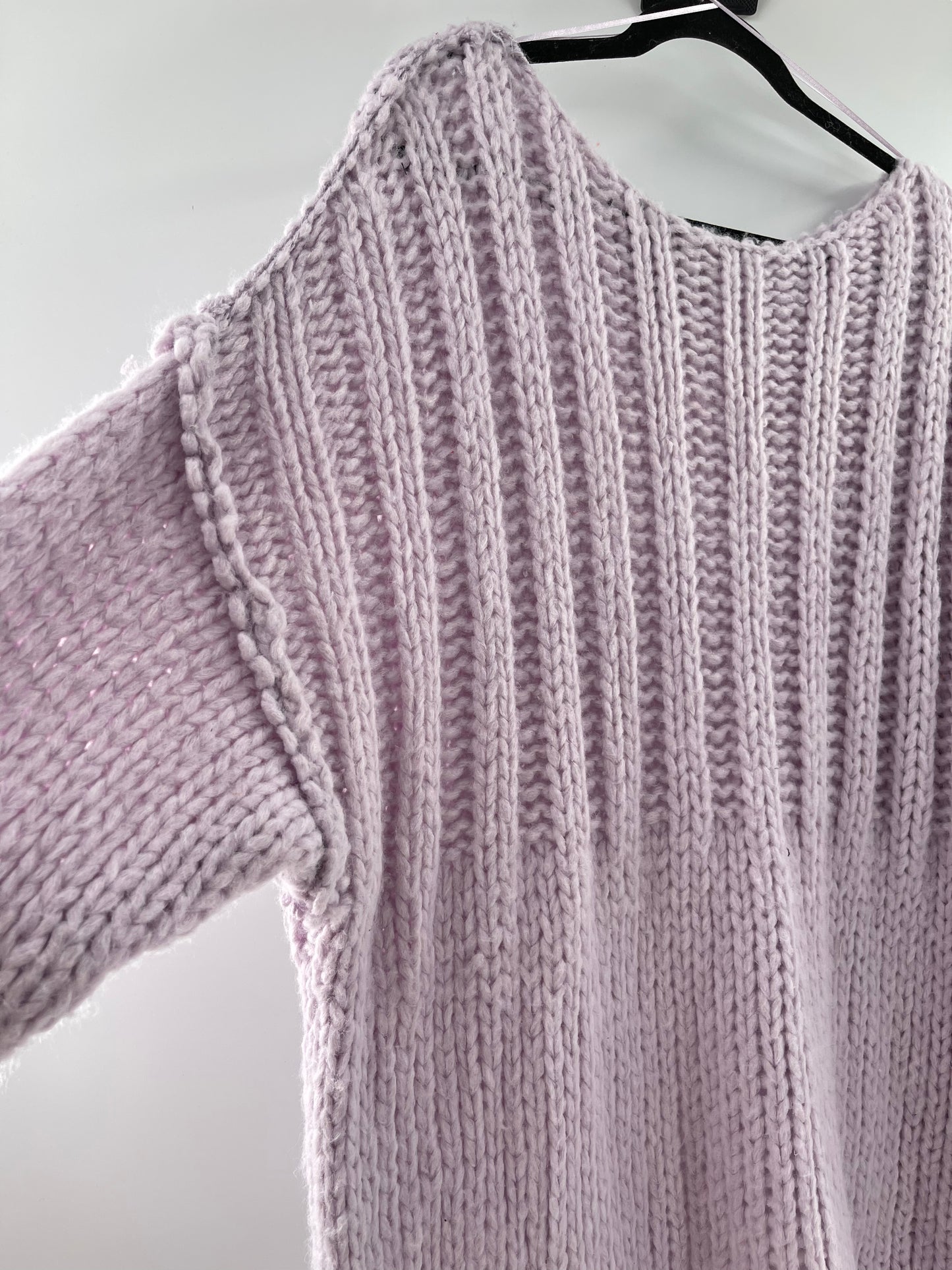 Free People Chunky Knit Lilac/Lavender Sweater (Medium)
