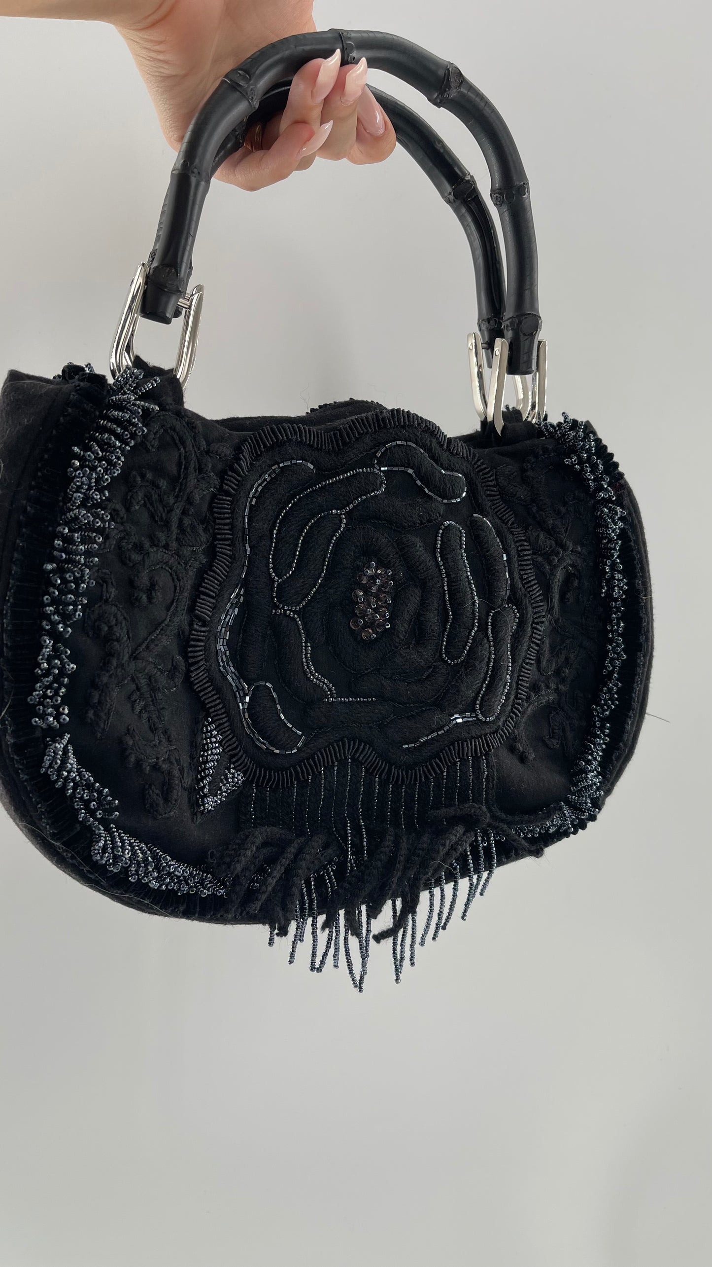 Vintage IPA NIMA Black Embroidered Beaded