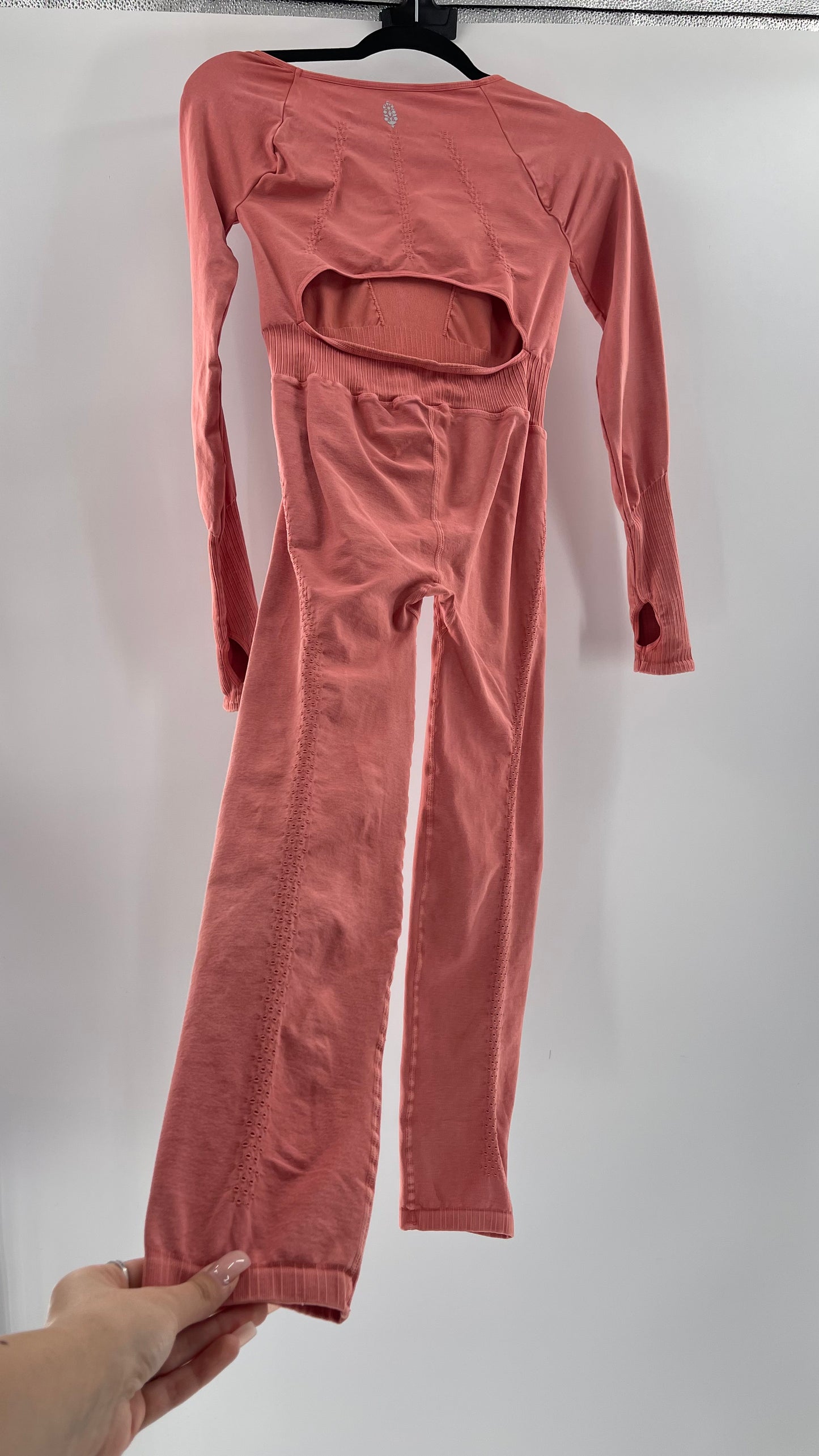 Free People Movement Pink Elastic Good Karma Jumpsuit (M/L)