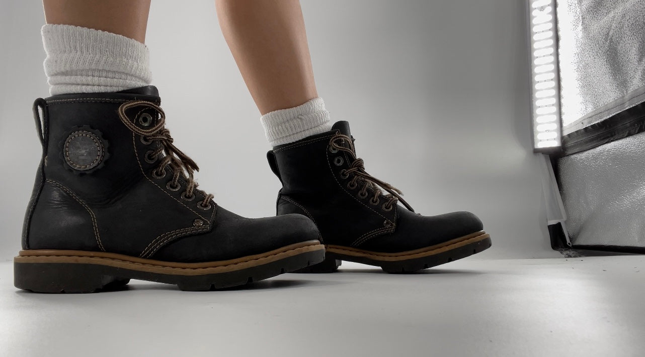 Vagabond Leather Lace Up Combat Charcoal Boots - Size 8