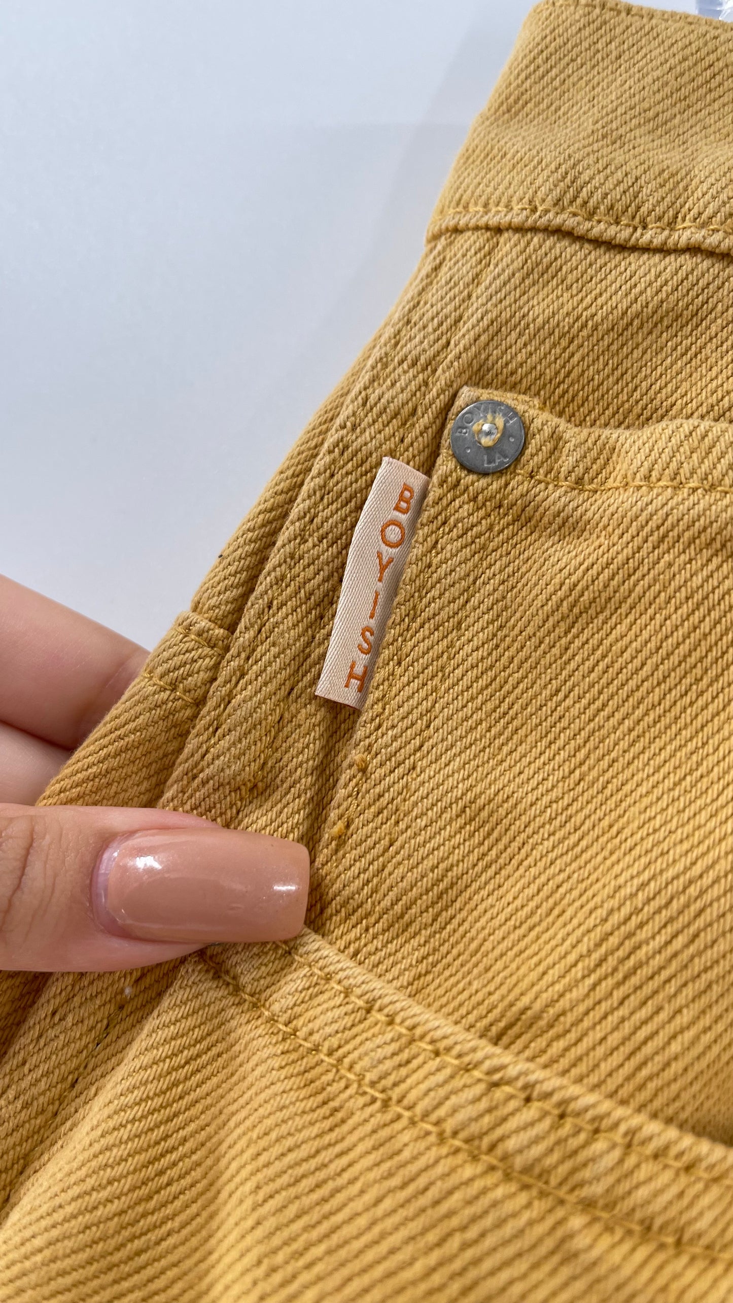 BOYISH Free People Mustard Yellow Straight Leg Jeans (32)