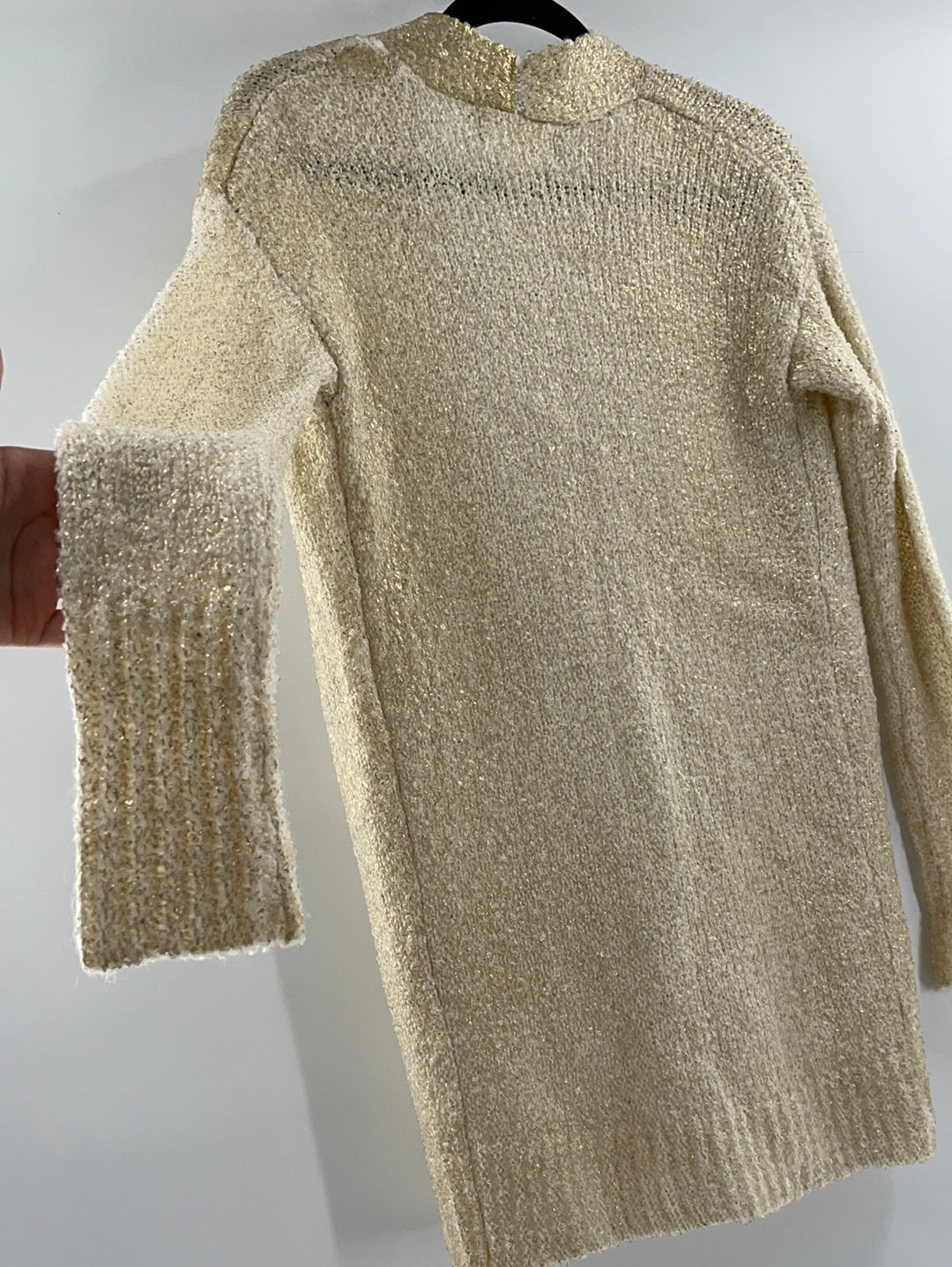 Anthropologie - Ruby Moon - Cream Metallic Gold Long Cardigan (Size XS)