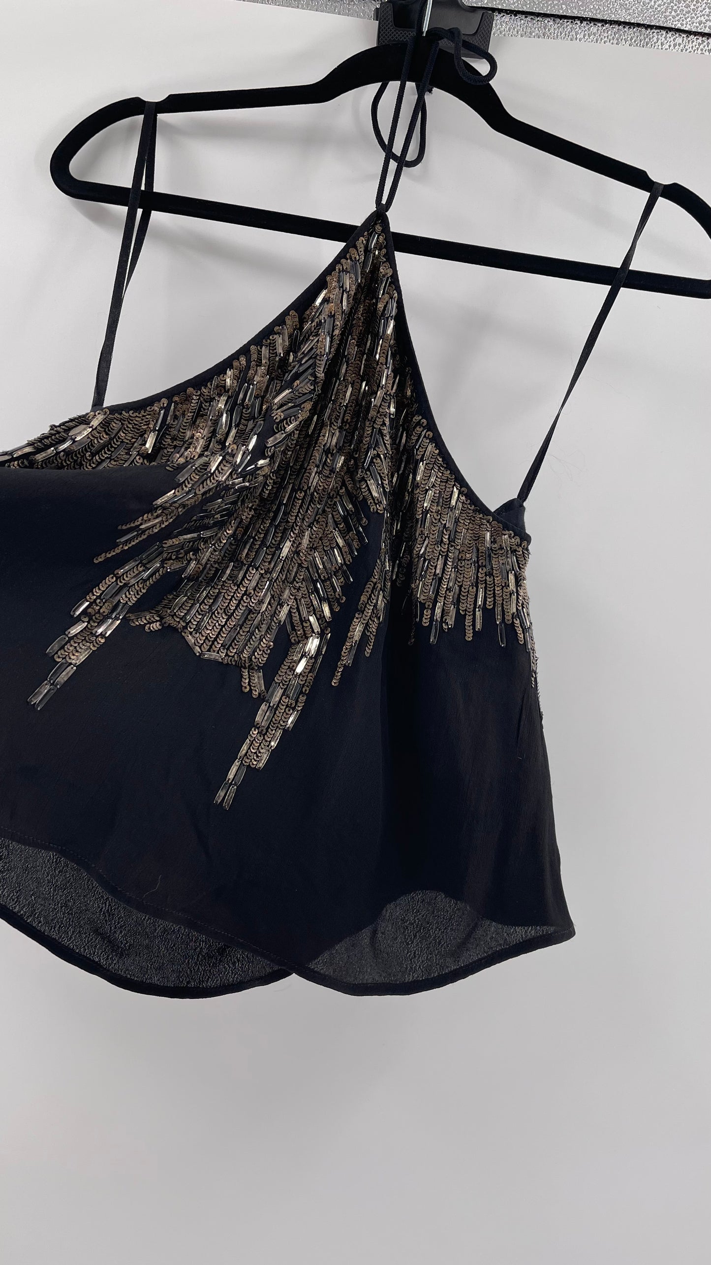 Free People Black Beaded Halter (XS)