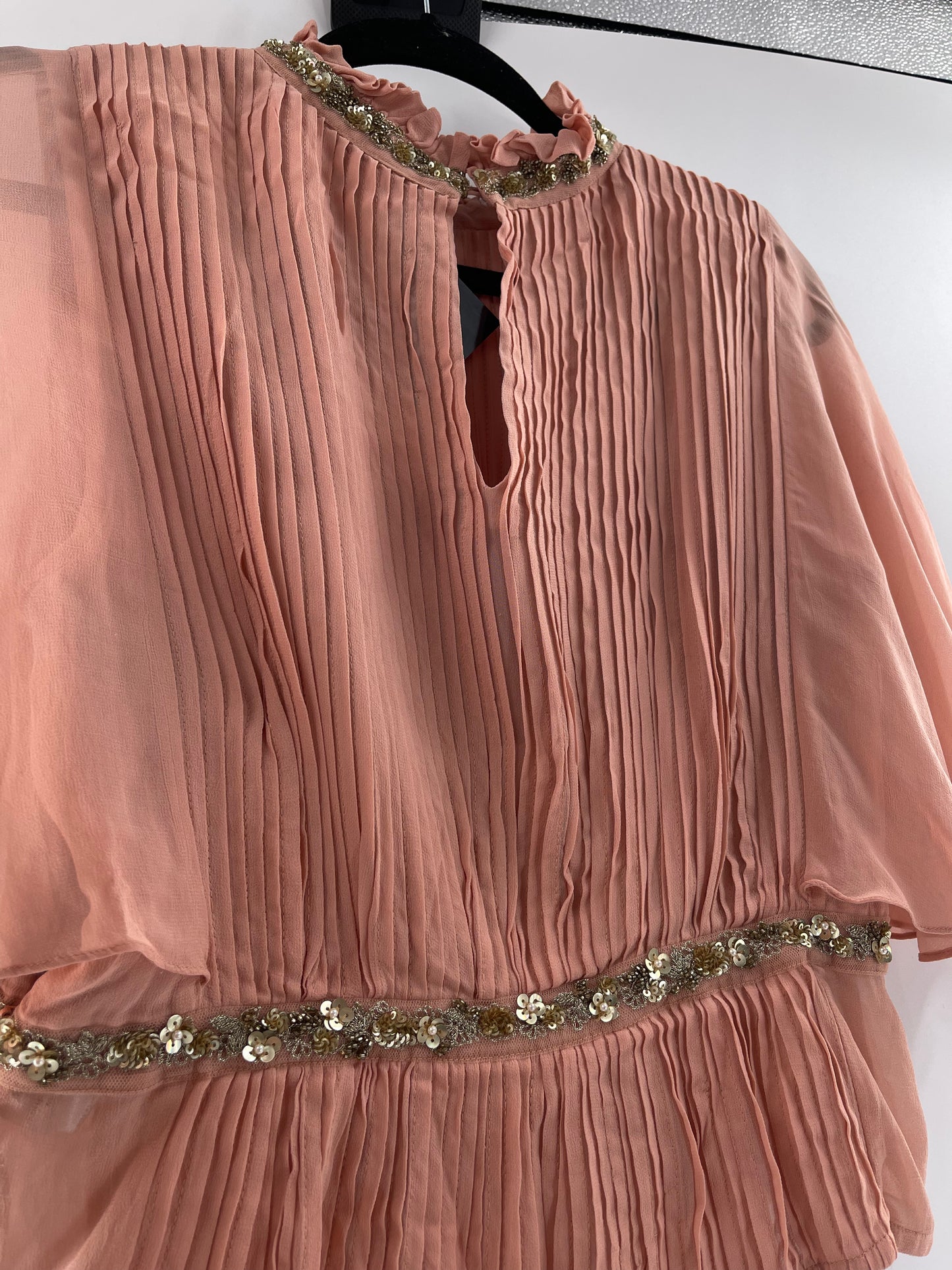 Varun Bahl Dusty Pink Pleated + Embellished Top (Small)