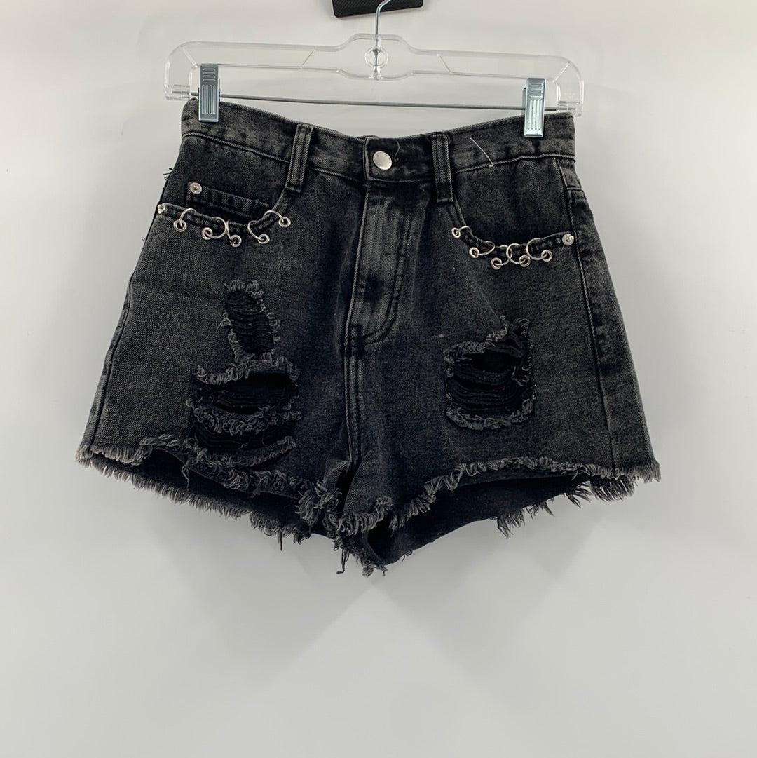 Denim Co Grey Acid Wash Shorts (Sz 4)