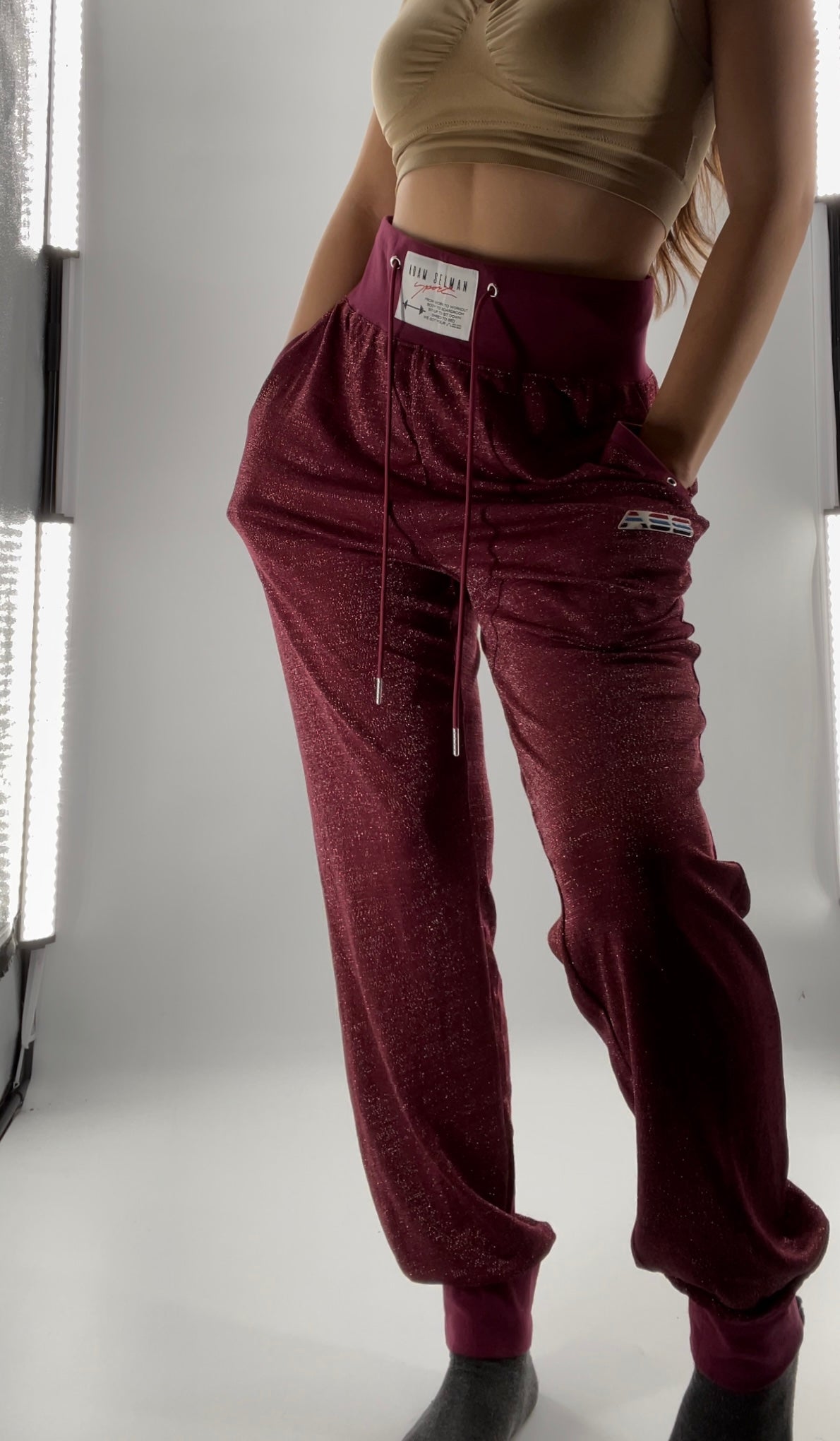 Adam Selman Sport Cranberry Toned Joggers (Medium)