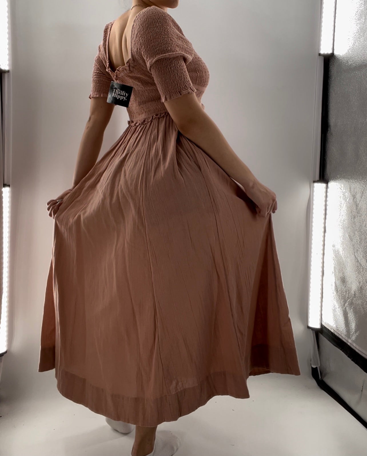Free People Mauve/Dusty Pink Smocked Maxi (XS)
