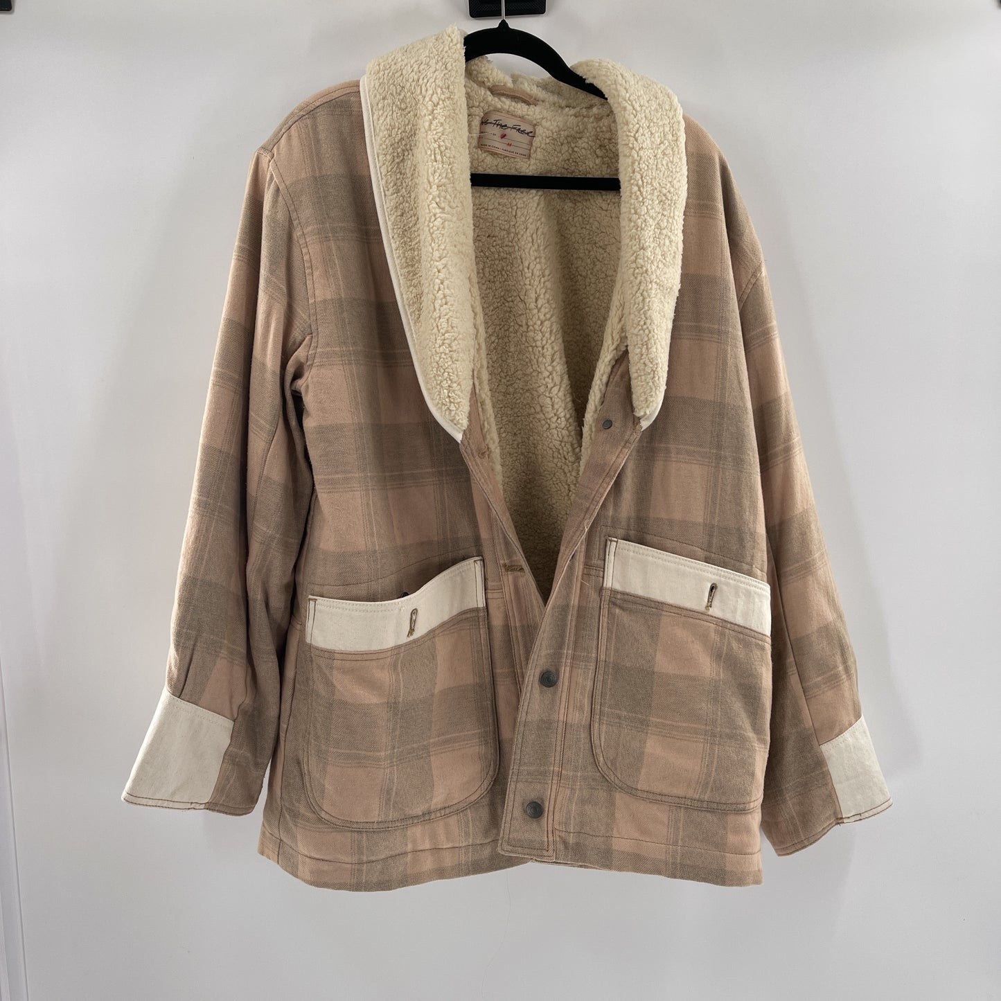 Free People Plaid Sherpa Jacket (M)