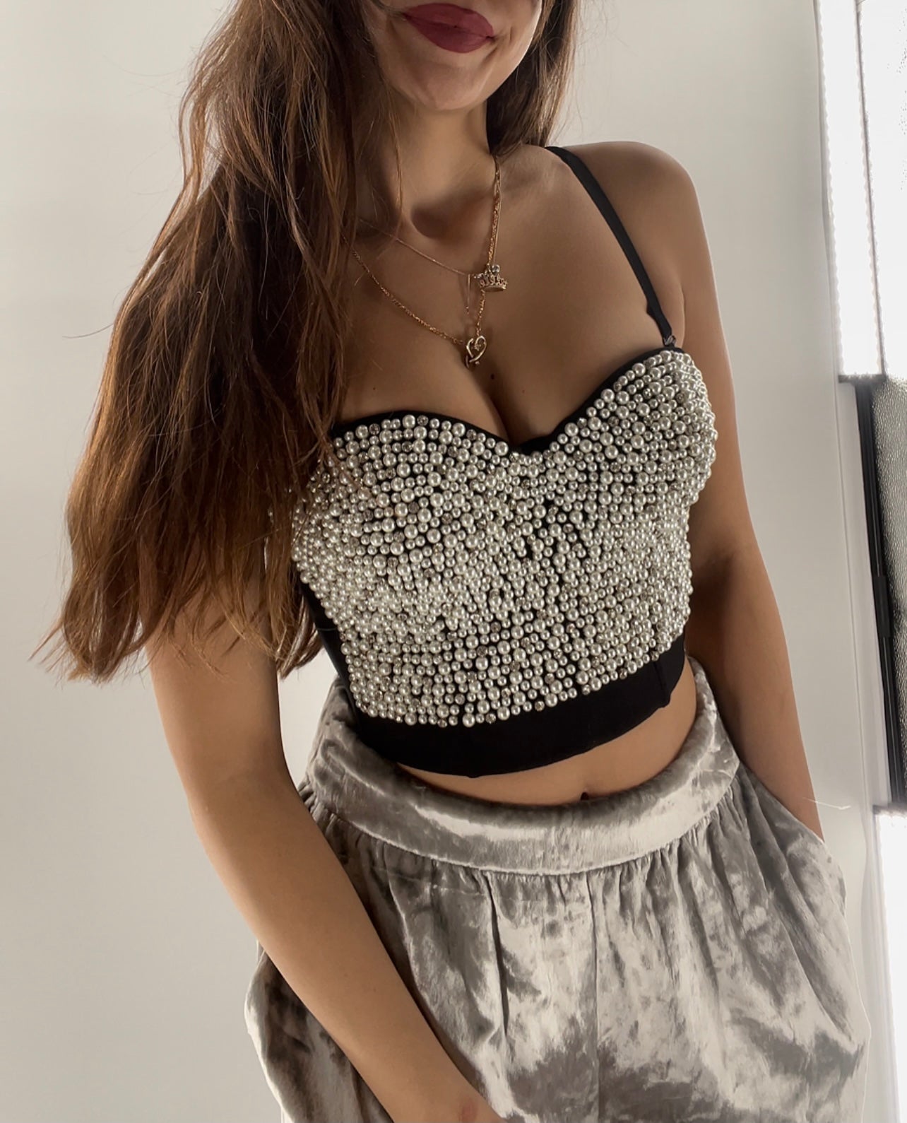 Windsor Pearl/Crystal Bustier Corset (Small)